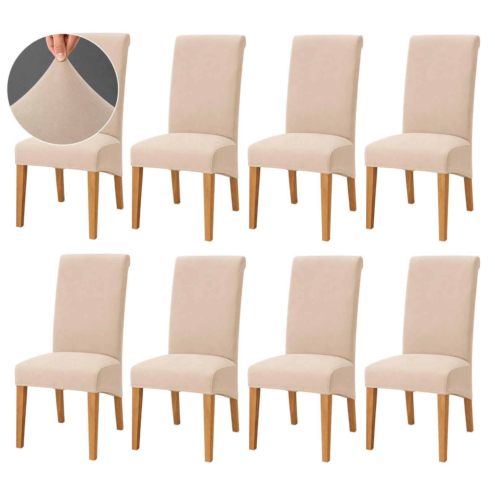 MOPUEA Sesselhusse Stuhlhusse Stuhlbezug Samt Stretch Hülle Esszimmer Schwingstuhl, Für Esszimmer, Abnehmbaren Stuhl Schutz Für Küche, Hotel