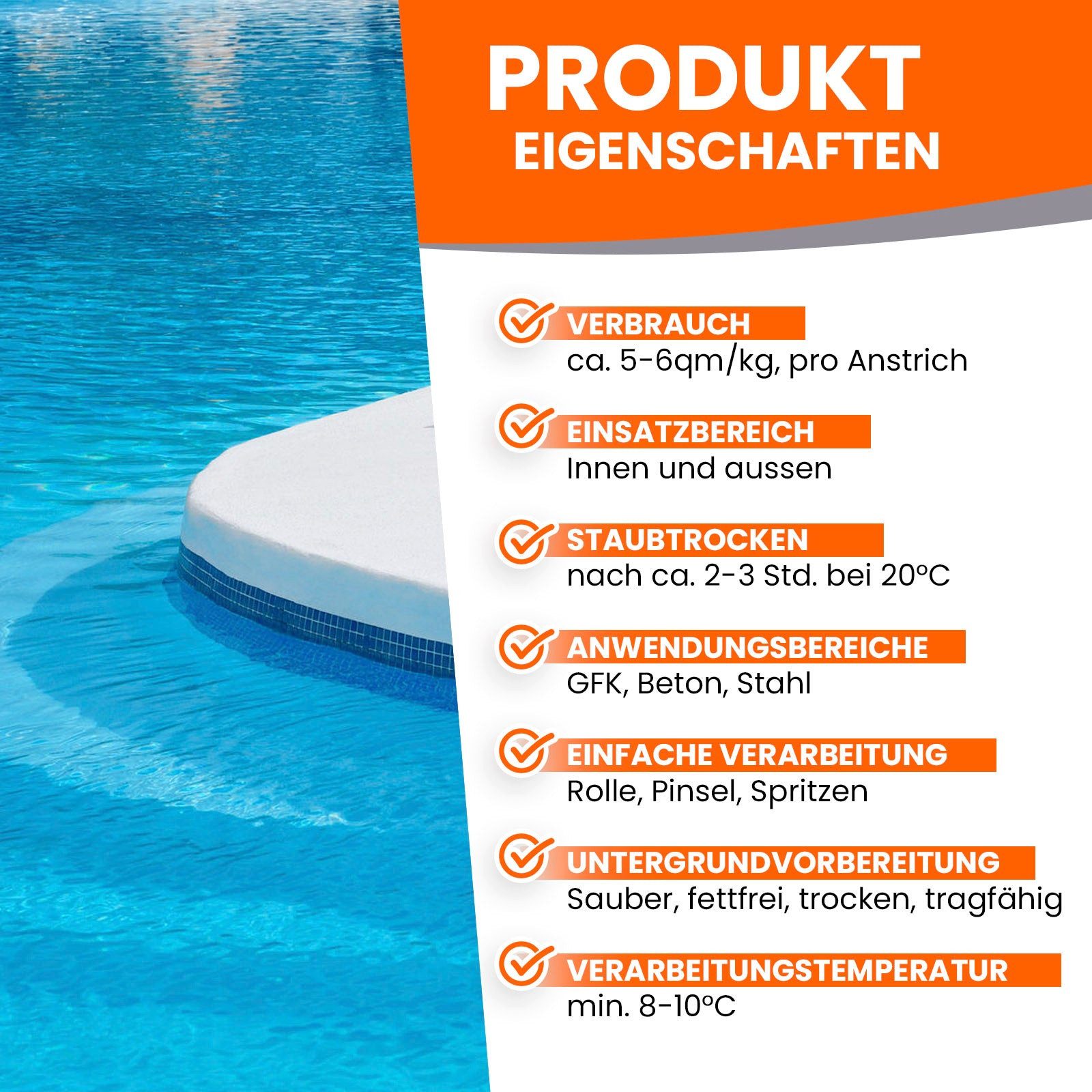 BEKATEQ Bodenversiegelung LS-405 2K PU Poolfarbe, Schwimmbadfarbe GFK, Beton, Metall, Schwimmbeckenfarbe