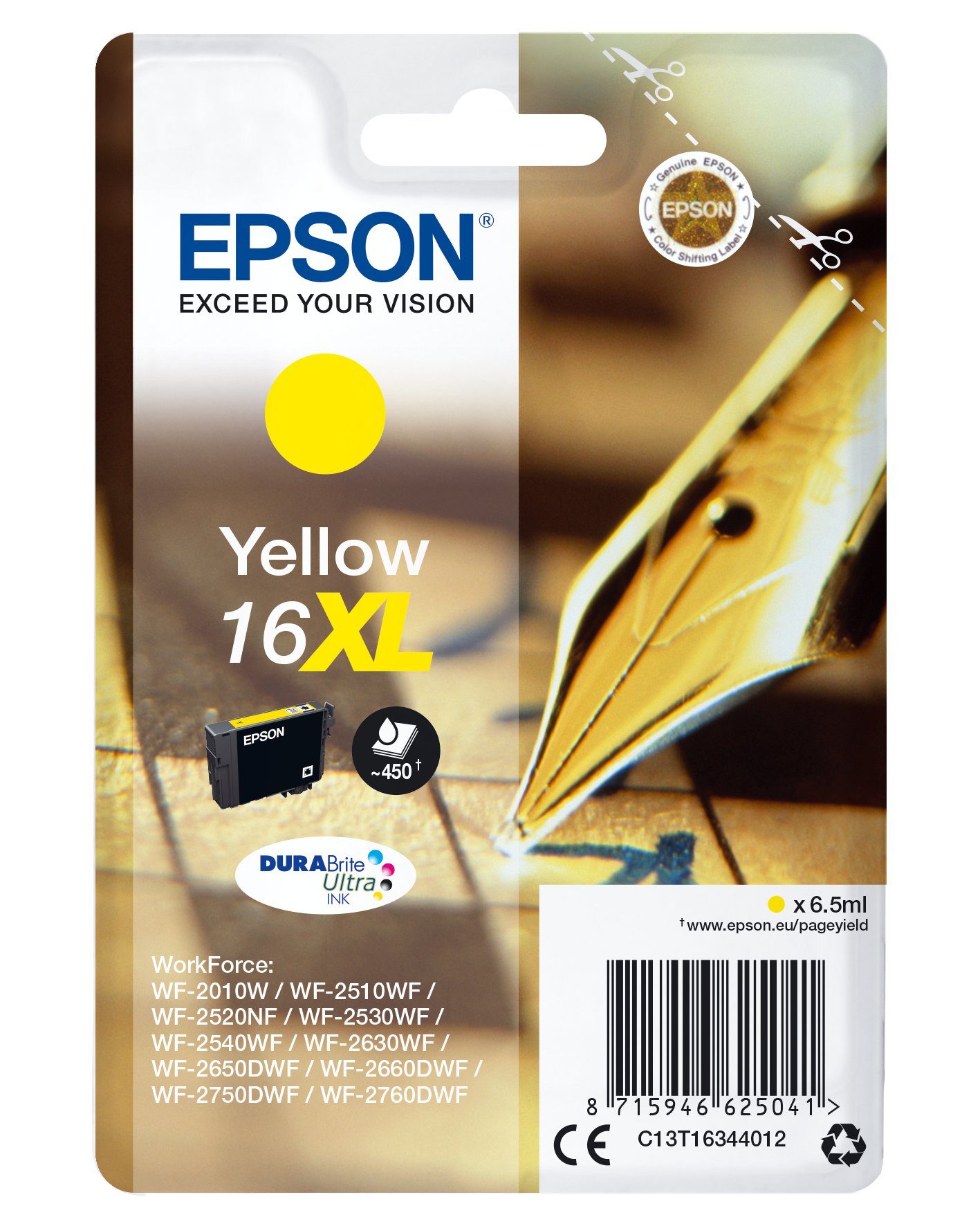 Epson Epson Pen and crossword Singlepack Yellow 16XL DURABrite Ultra Ink Tintenpatrone