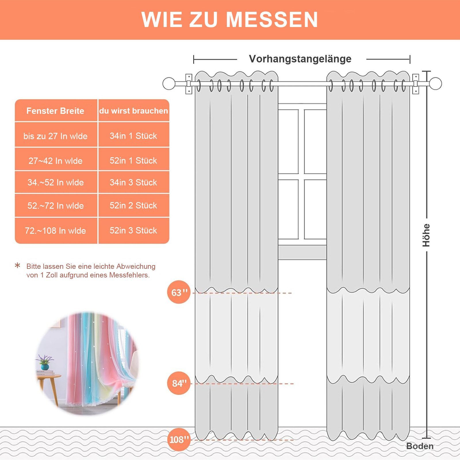 Zyronn Verdunkelungsvorhang 2er Set Curtains Farbverlauf Vorhänge Tüllvorhänge Set – Bild 3 von 5