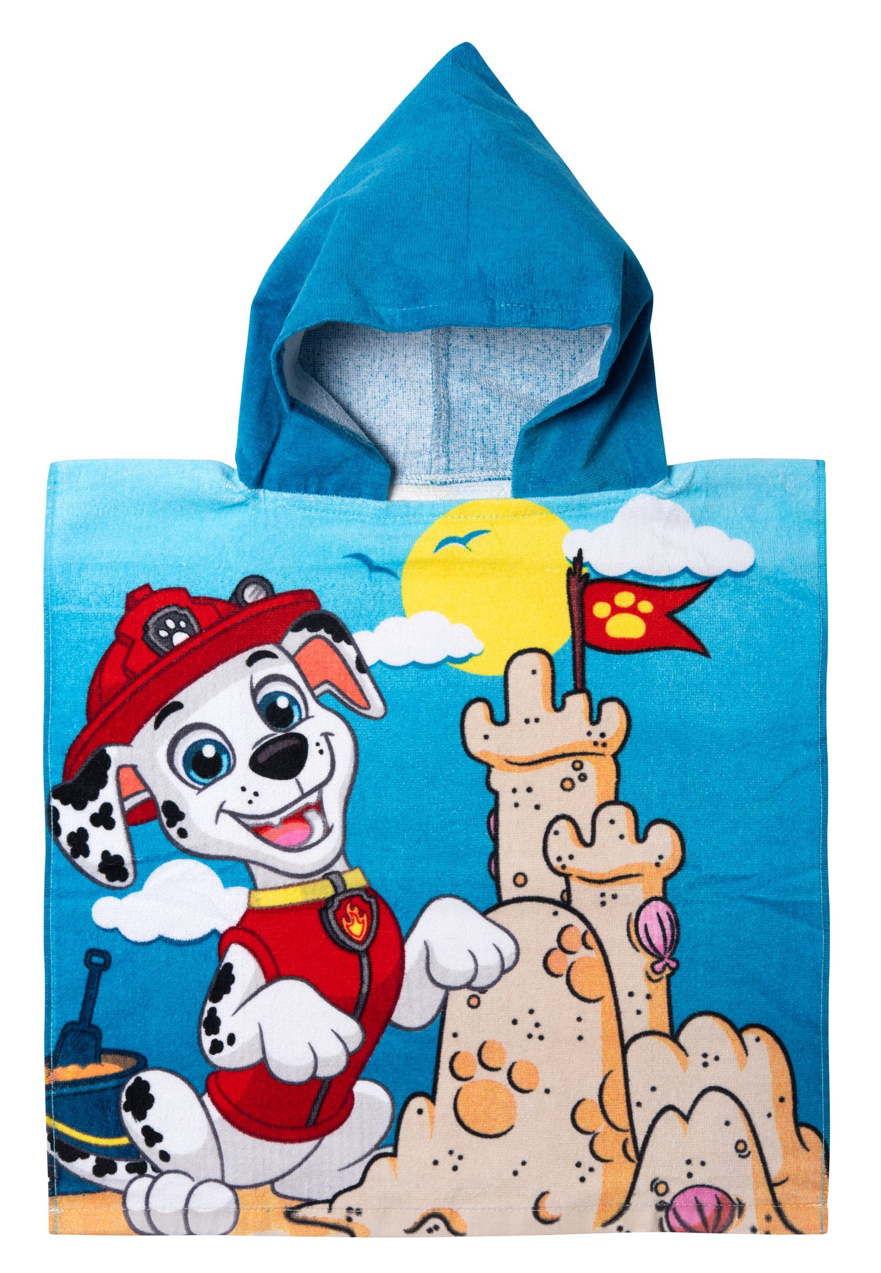 United Labels® Strandtücher Paw Patrol - Marshall und Sandburg - Badeponcho mit Kapuze