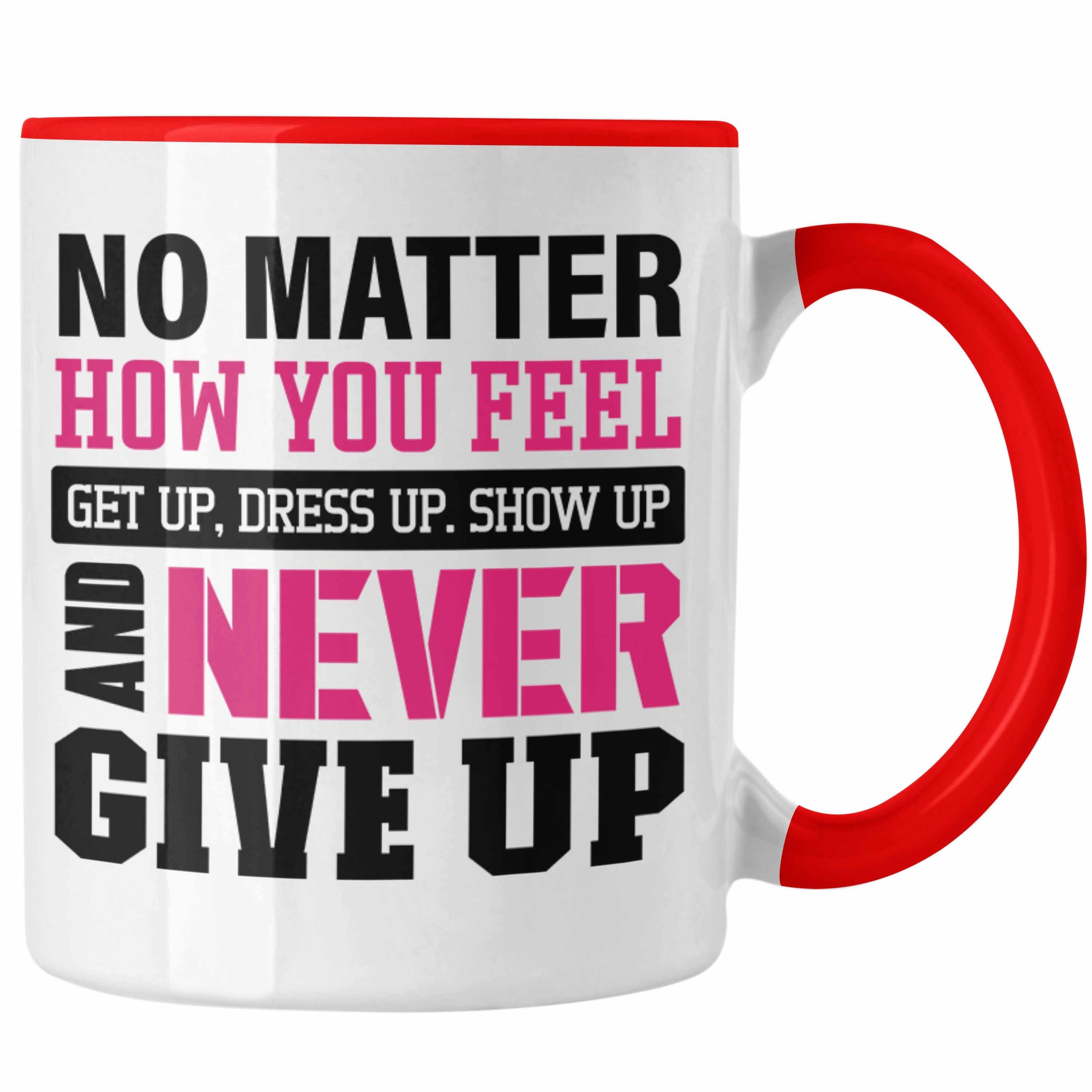 Trendation Tasse Trendation - Motivation Spruch Tasse Frauen Geschenk Selbstständige Entrepreneur Gechenkidee Boss Niemals Aufgeben Rot