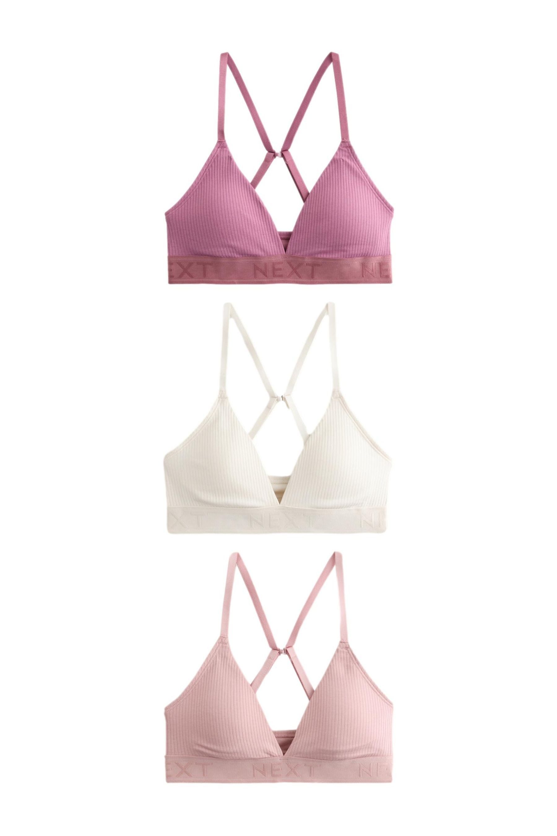 Bralette Gerippte Bustiers mit Logo aus Baumwolle, 3er-Pack