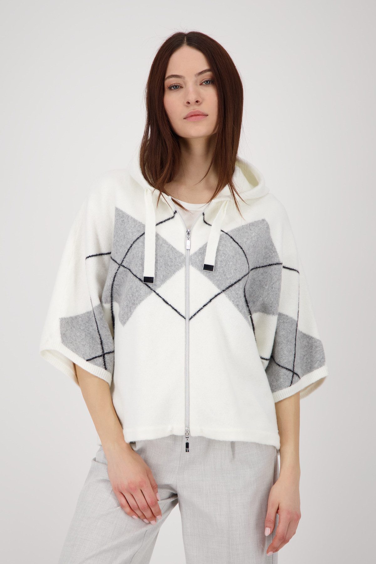 Monari Strickcape Jacke Strickjacke Karo Loose günstig online kaufen