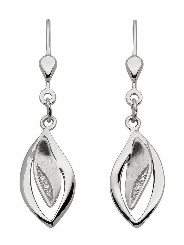 Adelia´s Paar Ohrhänger 1 Paar 925 Silber Ohrringe / Ohrhänger mit Zirkonia,  925 Sterling Silber mit Zirkonia Silberschmuck für Damen, Maße - Breite 9  mm - Höhe 15,5 mm
