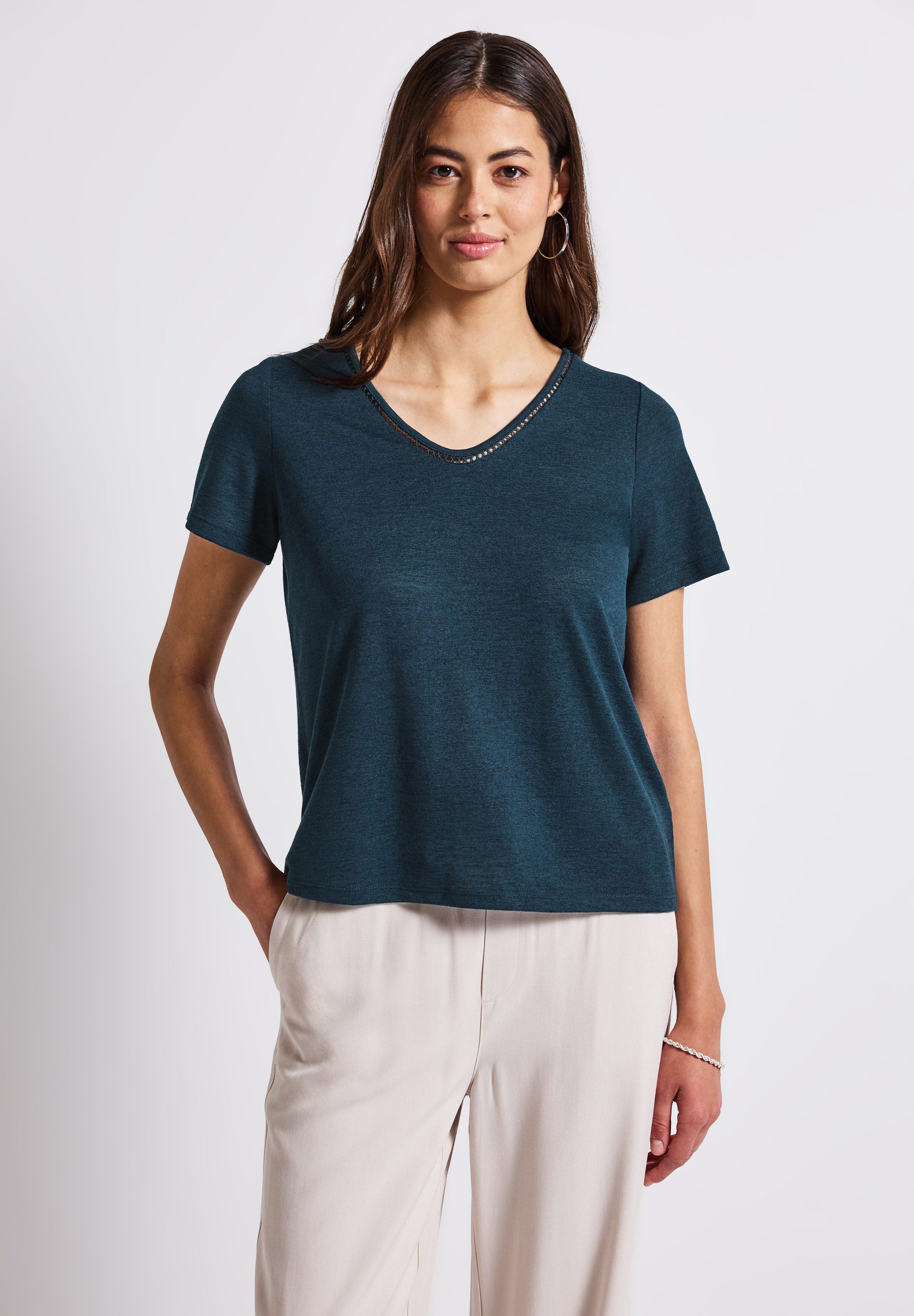 STREET ONE T-Shirt, aus elastischem Materialmix günstig online kaufen