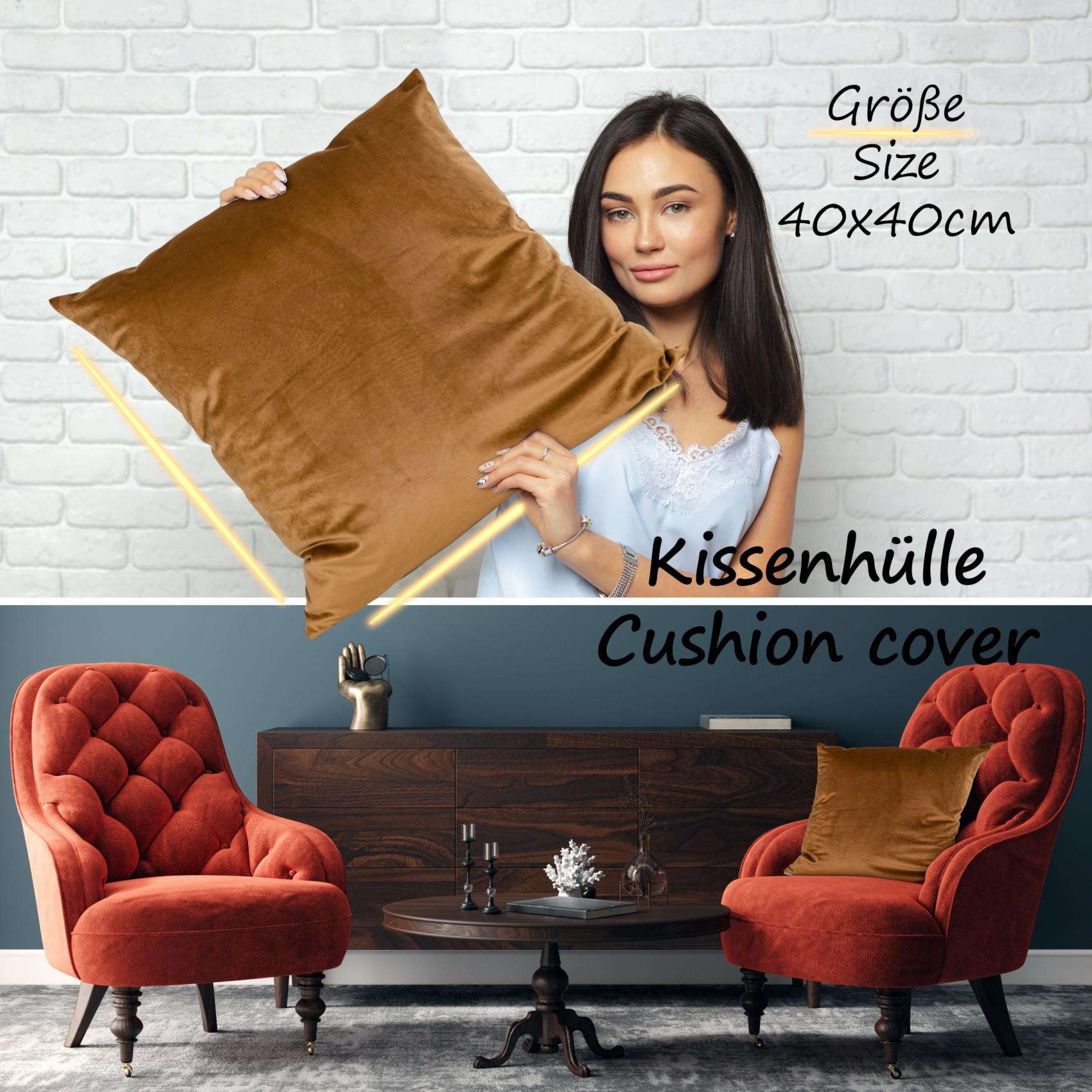 ANRO Dekokissen Kissenhülle MIT oder OHNE Füllung Kissenbezug Zierkissen, Kissenüberzug ohne Füllung Samt Uni 40x40cm Einfarbig Braun – Bild 4 von 5