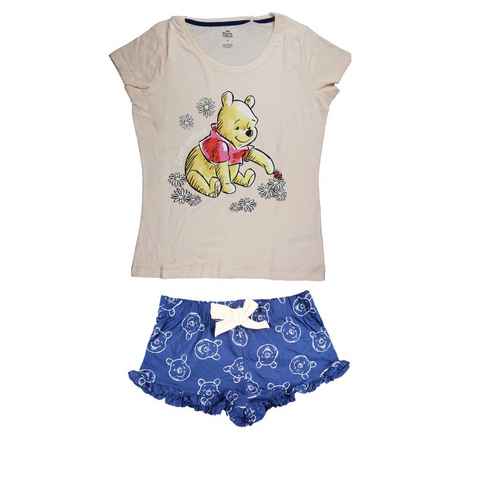 Disney Schlafanzug Winnie der Puuh Damen Pyjama Set Shirt plus Shorts Gr. S bis XL