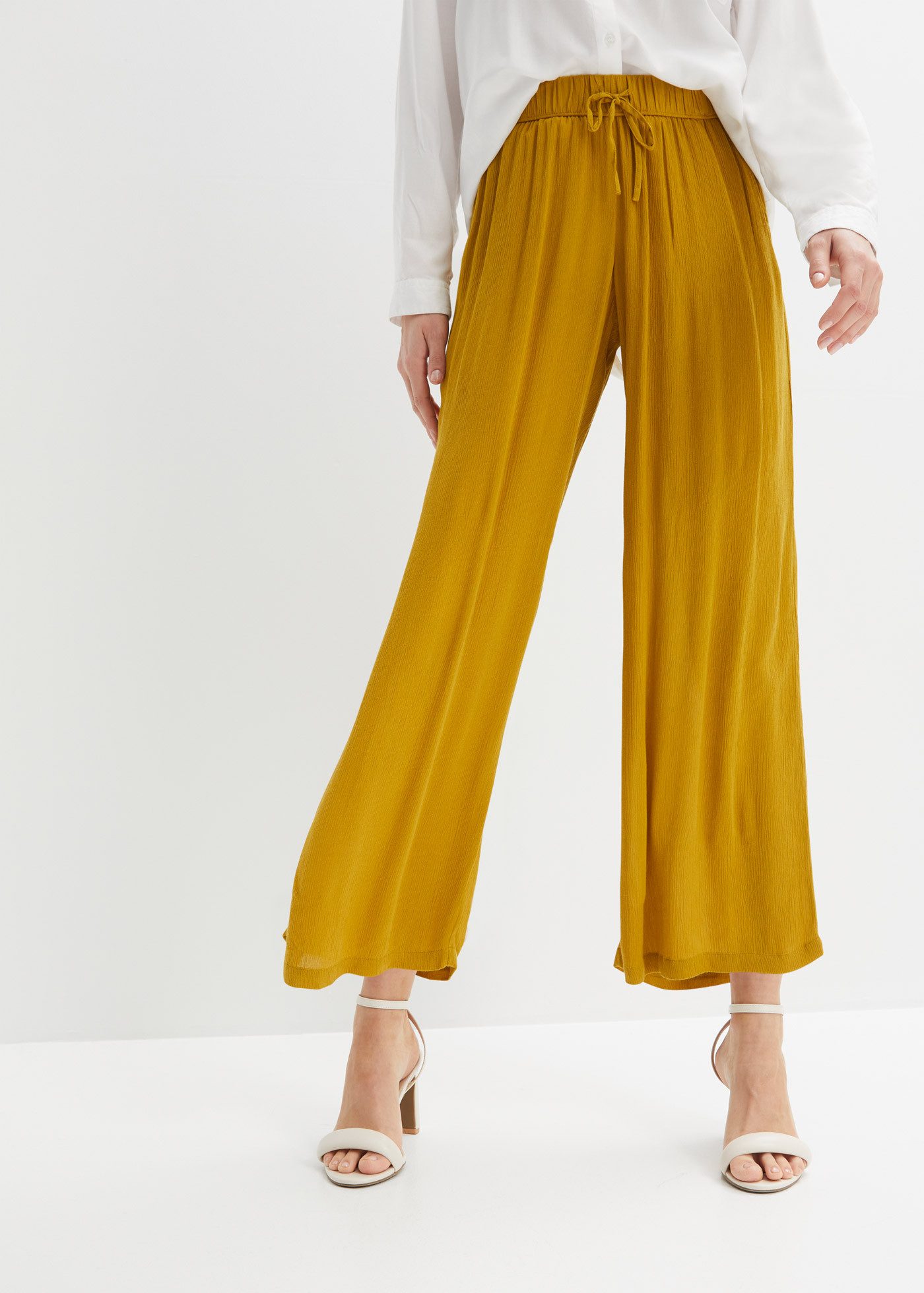 bonprix Schlupfhose aus Viskose, mit Bindeband, lockere Passform, mit Crink günstig online kaufen