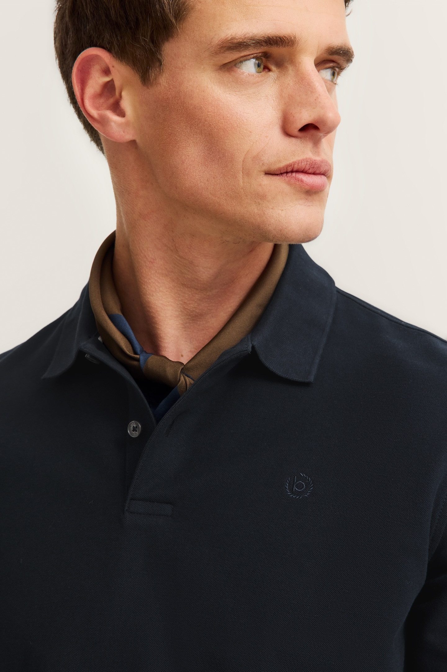 bugatti Langarm-Poloshirt Modern Fit aus reiner Baumwolle