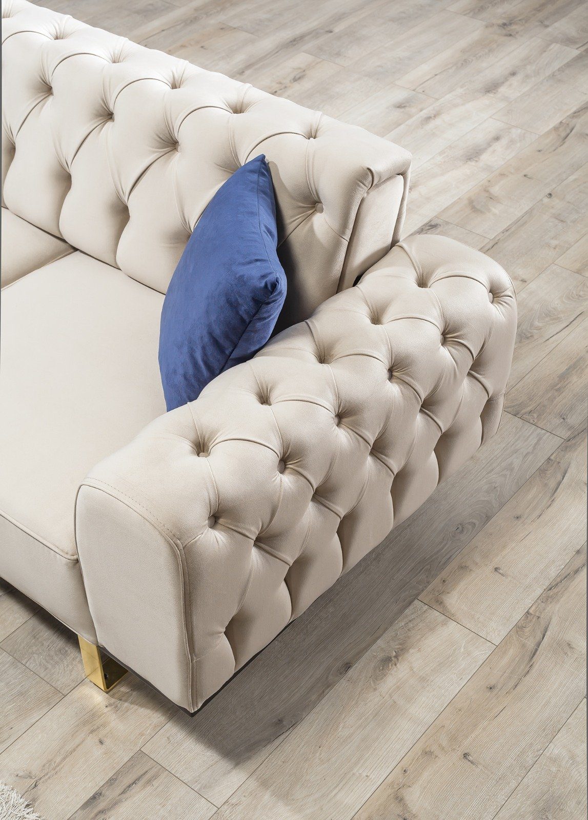 Villa Made Ecksofa Pflegeleichter in Möbel Turkey- Mikrofaserstoff Quality 1, Lily, Creme