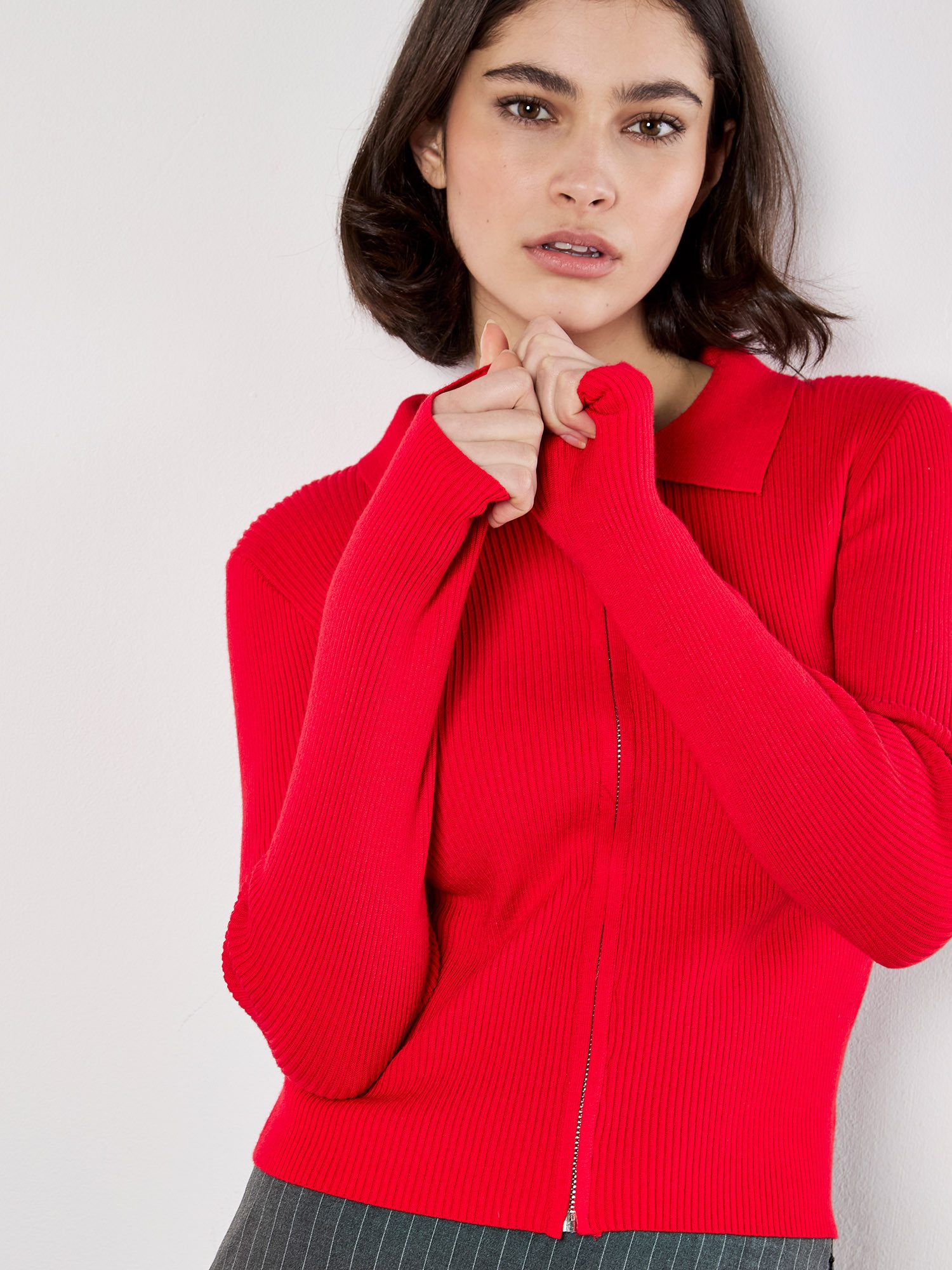 Apricot Cardigan Strickjacke aus Rippstrick
