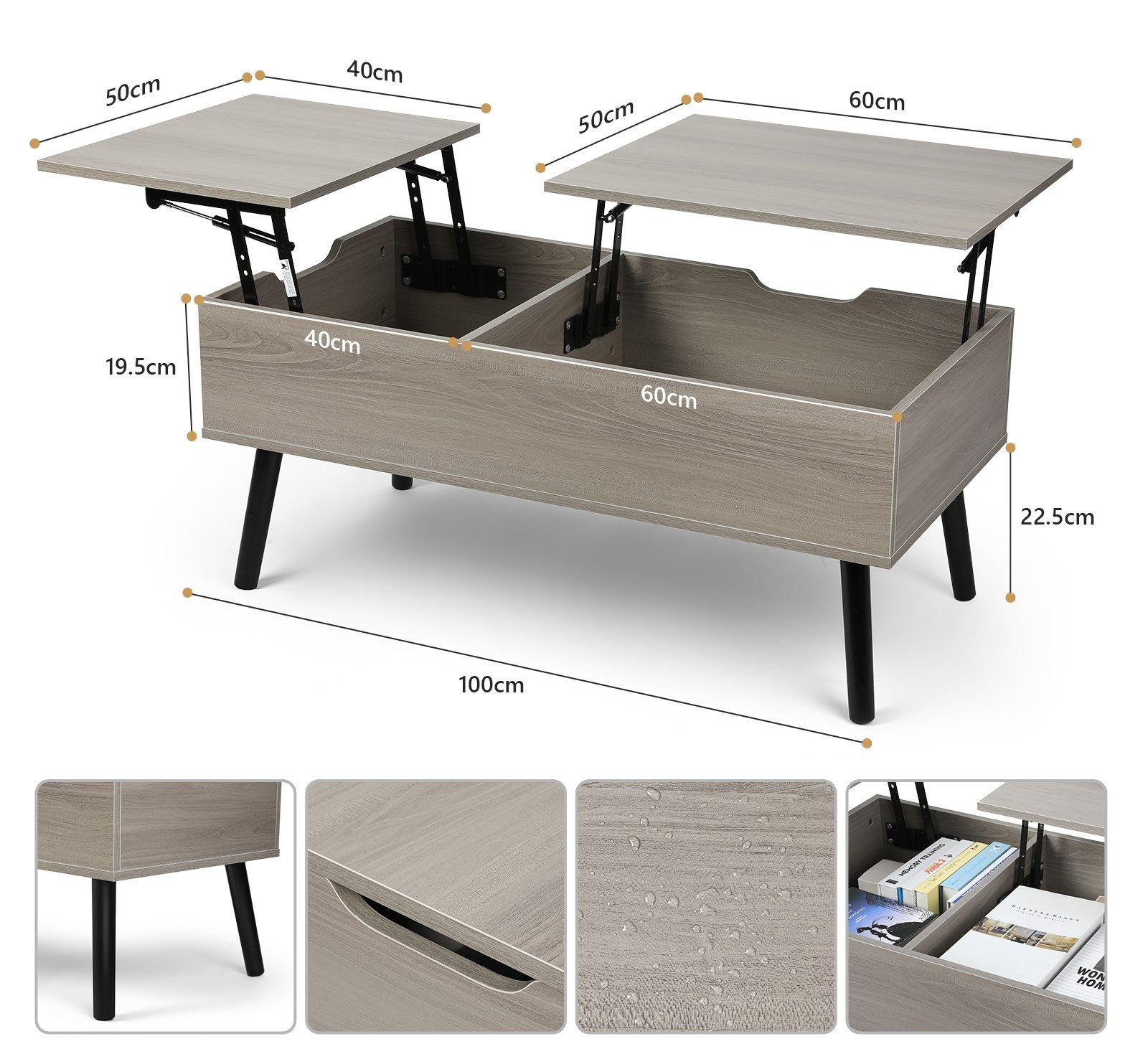 VOWNER Couchtisch Höhenverstellbarer, Wohnzimmertisch, Beistelltisch, Verse günstig online kaufen