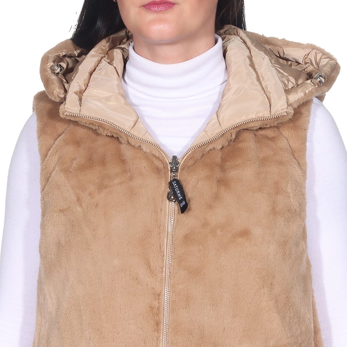 Aurela Damenmode Steppweste Damen Longweste mit Fütterung Damen Weste auch in großen Größen erhältlich