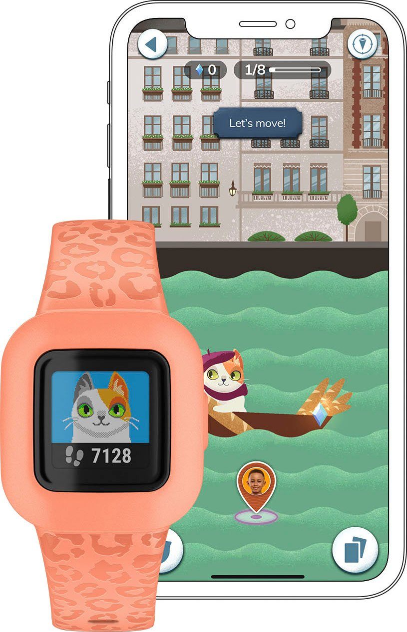 Peach orange | Smartwatch jr. Leopard Garmin vivofit 3 (Proprietär)