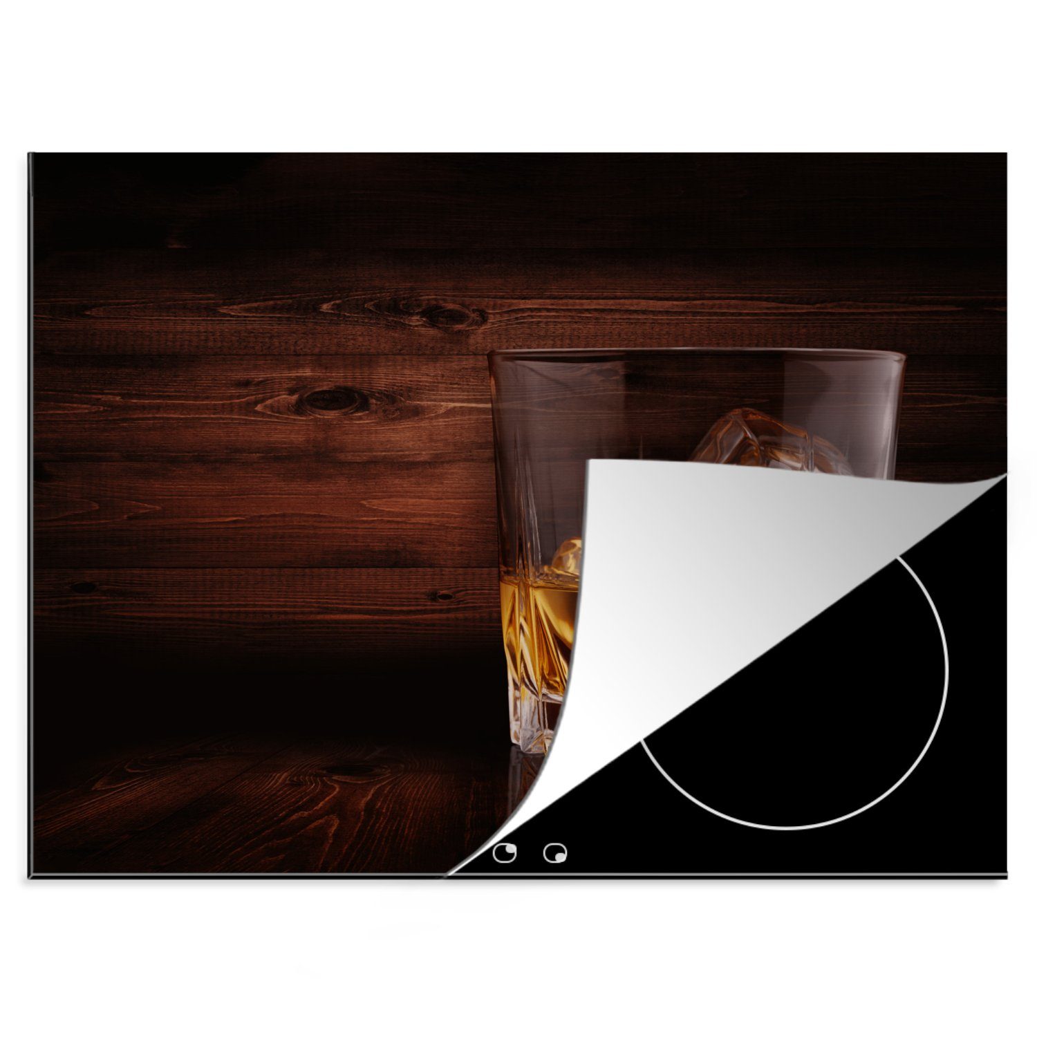 MuchoWow Herdblende-/Abdeckplatte Induktionsschutz - Whiskey - Alkohol - Glas, Vinyl, (1 tlg), 60x52 cm, Mobile Arbeitsfläche nutzbar, Ceranfeldabdeckung