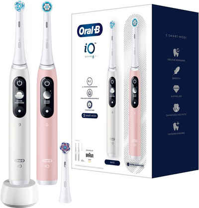 Oral B Elektrische Zahnbürste iO 6 Duopack, Aufsteckbürsten: 3 St., mit Magnet-Technologie, Display, 5 Putzmodi, Reiseetui