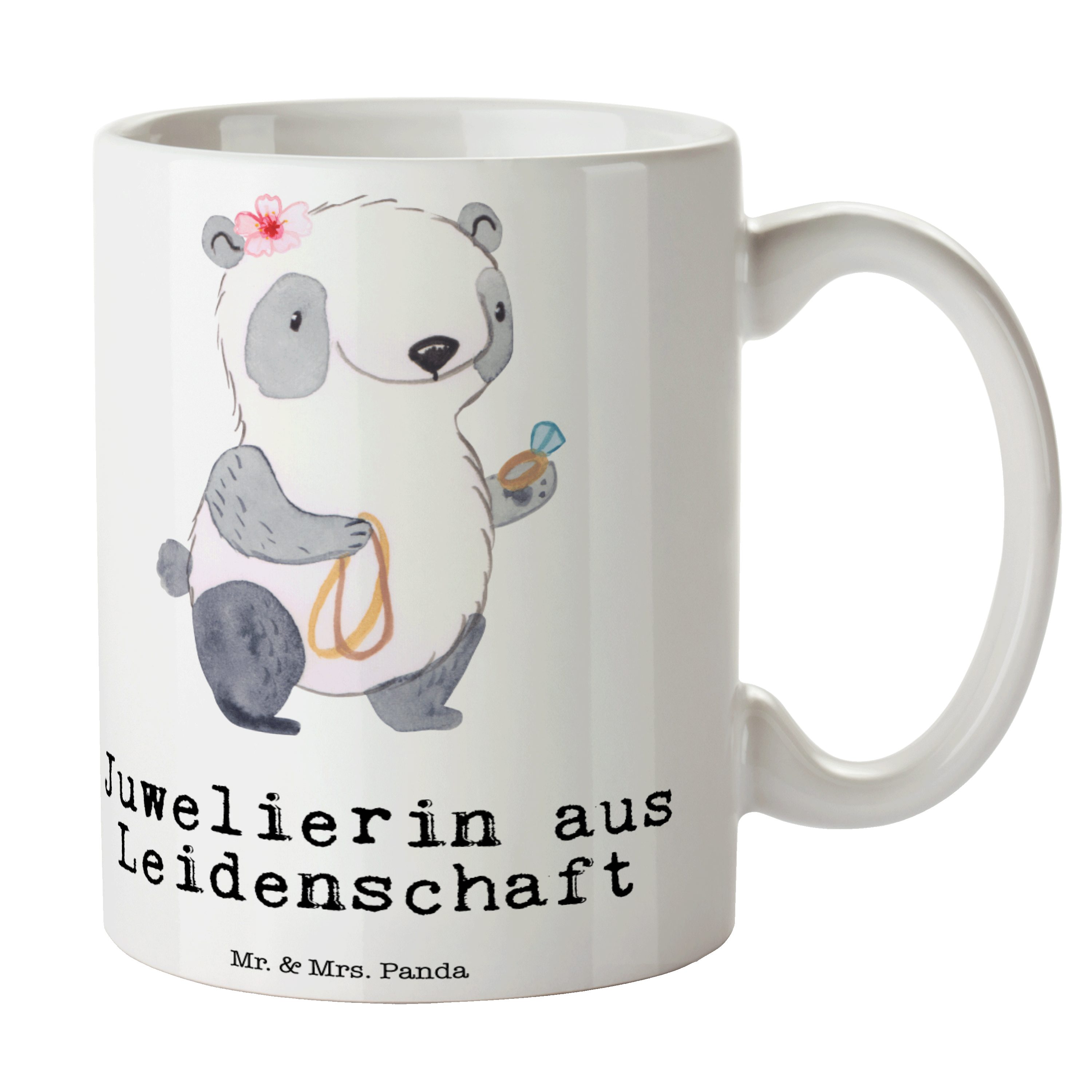 Mr. & Mrs. Panda Tasse Juwelierin Geschenk, aus - Weiß Schmuck, Leidenschaft - Sprüche, Keramik Tasse
