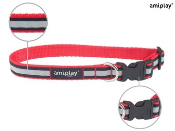 amiplay Hunde-Halsband Shine, Polypropylen-Gurtband mit reflektierendem Band, Verstellbares Halsband SHINE