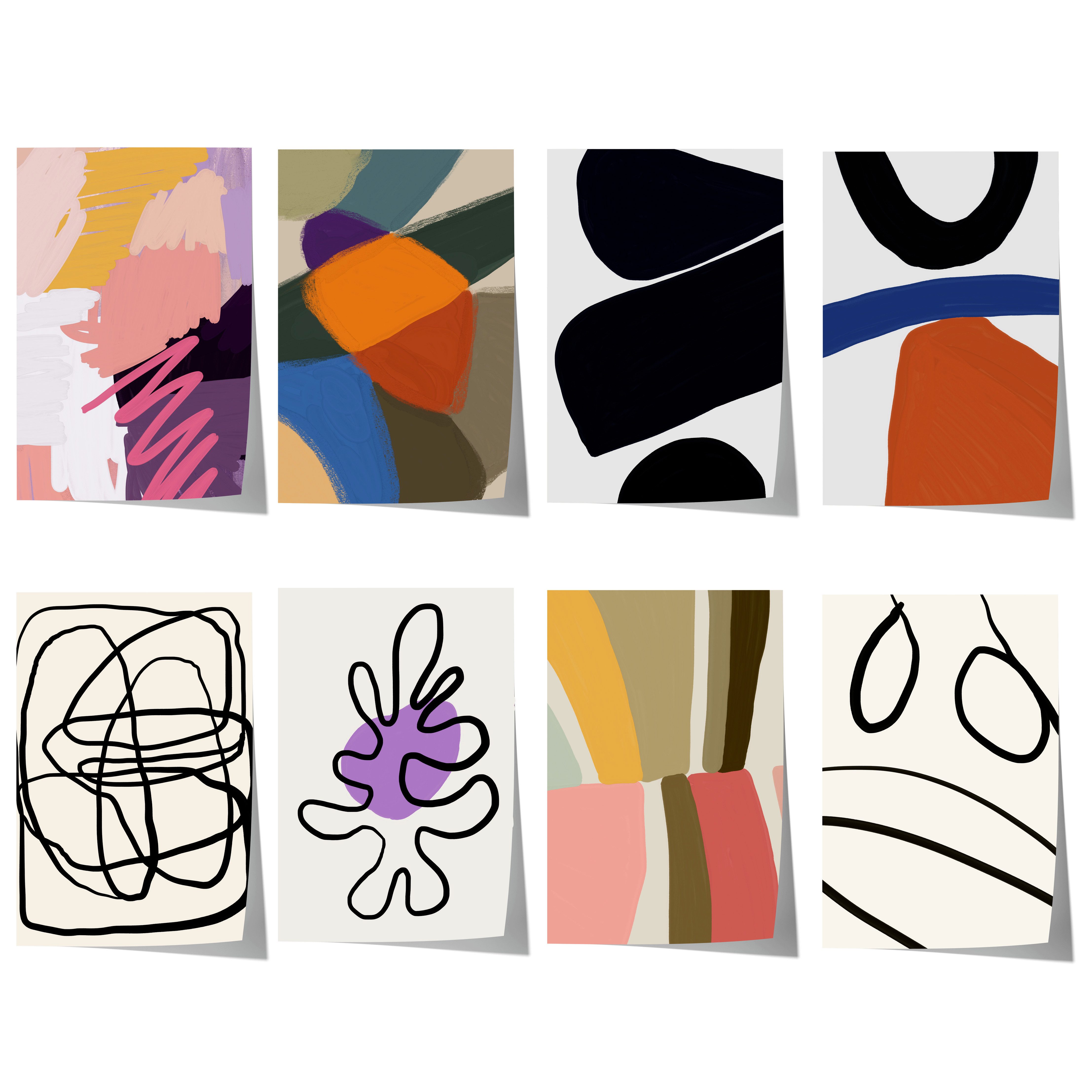 JUSTGOODMOOD Poster Moderne Kunst Geschenkidee Abstrakte Formen Minimalistische Line Art u, E (1 St)
