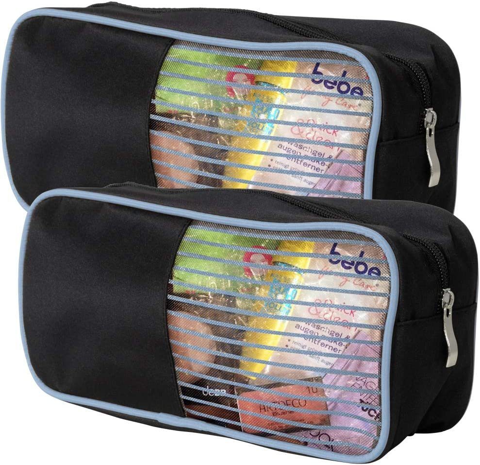 Trendyshop365 Kosmetiktasche im Doppelpack 2 Kulturbeutel versch. Farben (Set, 2-tlg), mit Sichtfenster blau