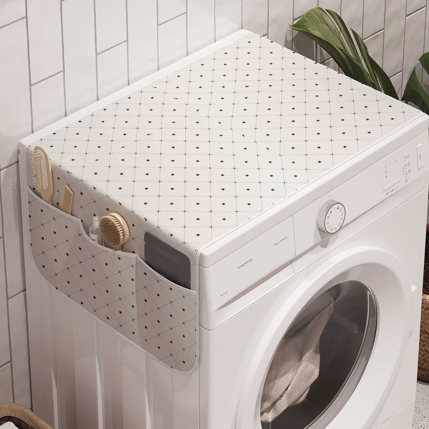 Line Thin Rhombus Abakuhaus Anti-Rutsch-Stoffabdeckung Badorganizer Waschmaschine geometrische und Trockner, für Minimal