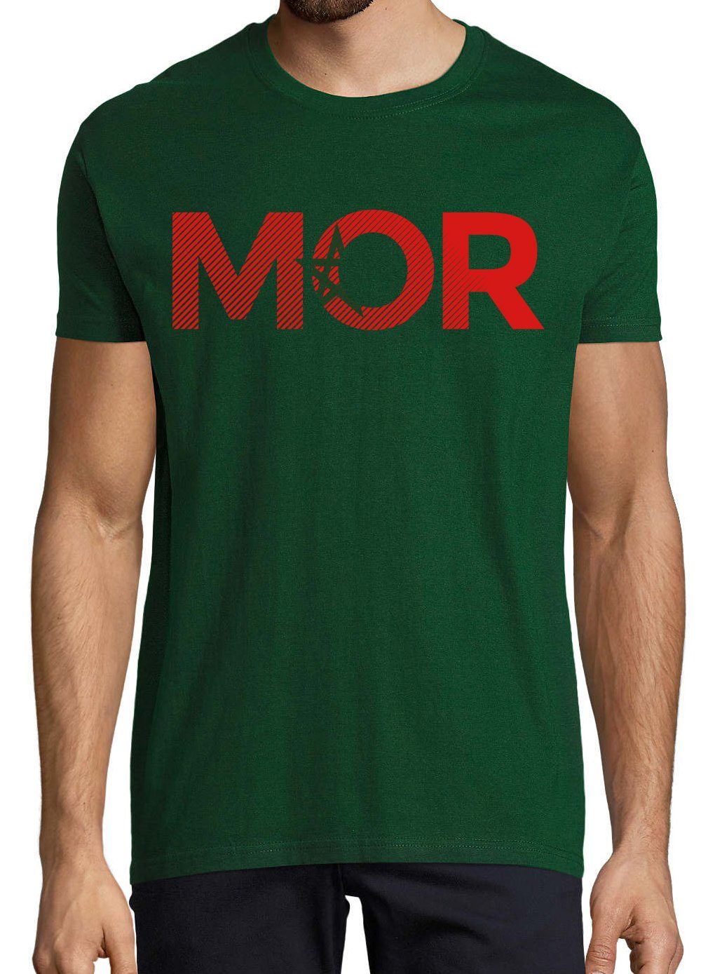 Fußball im Frontprint Herren mit Marokko Look Designz Dunkelgrün Youth T-Shirt MOR T-Shirt