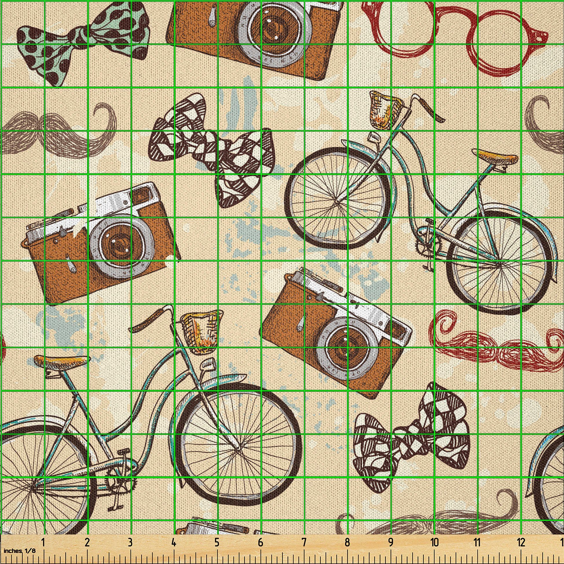 Thumbnail - Abakuhaus Stoff DIY Bastler Stoff für Dekorationszwecke, Fahrrad Hipster Gentleman Theme