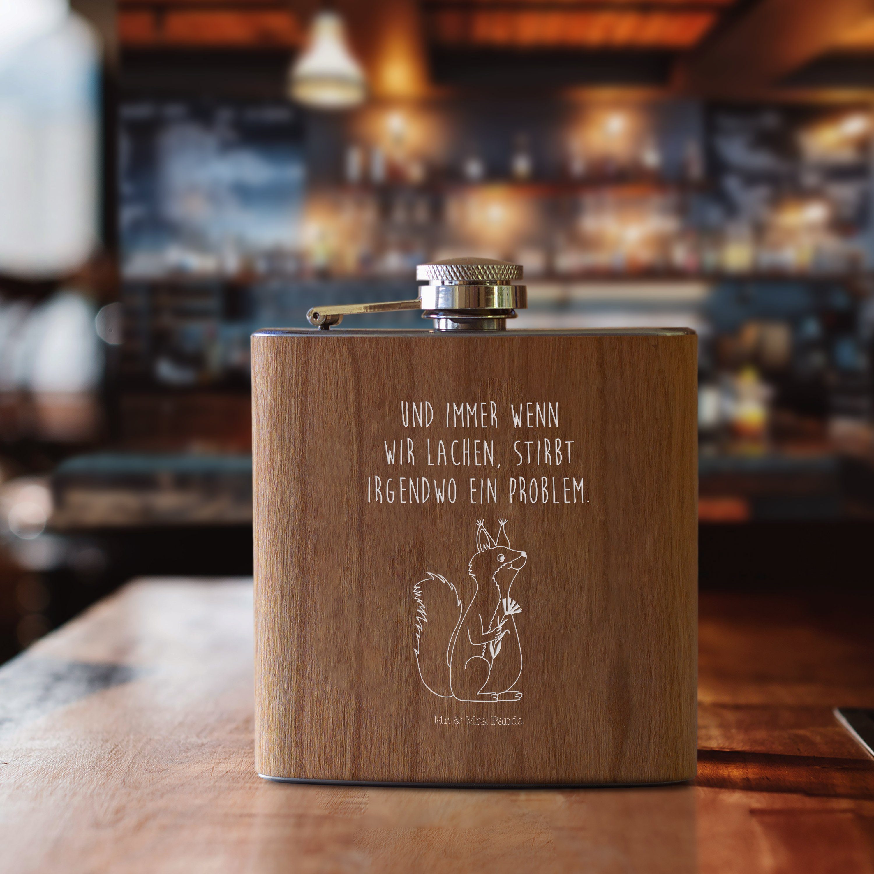 Mr. & Mrs. Panda Flachmann »Eichhörnchen Blume Transparent Geschenk