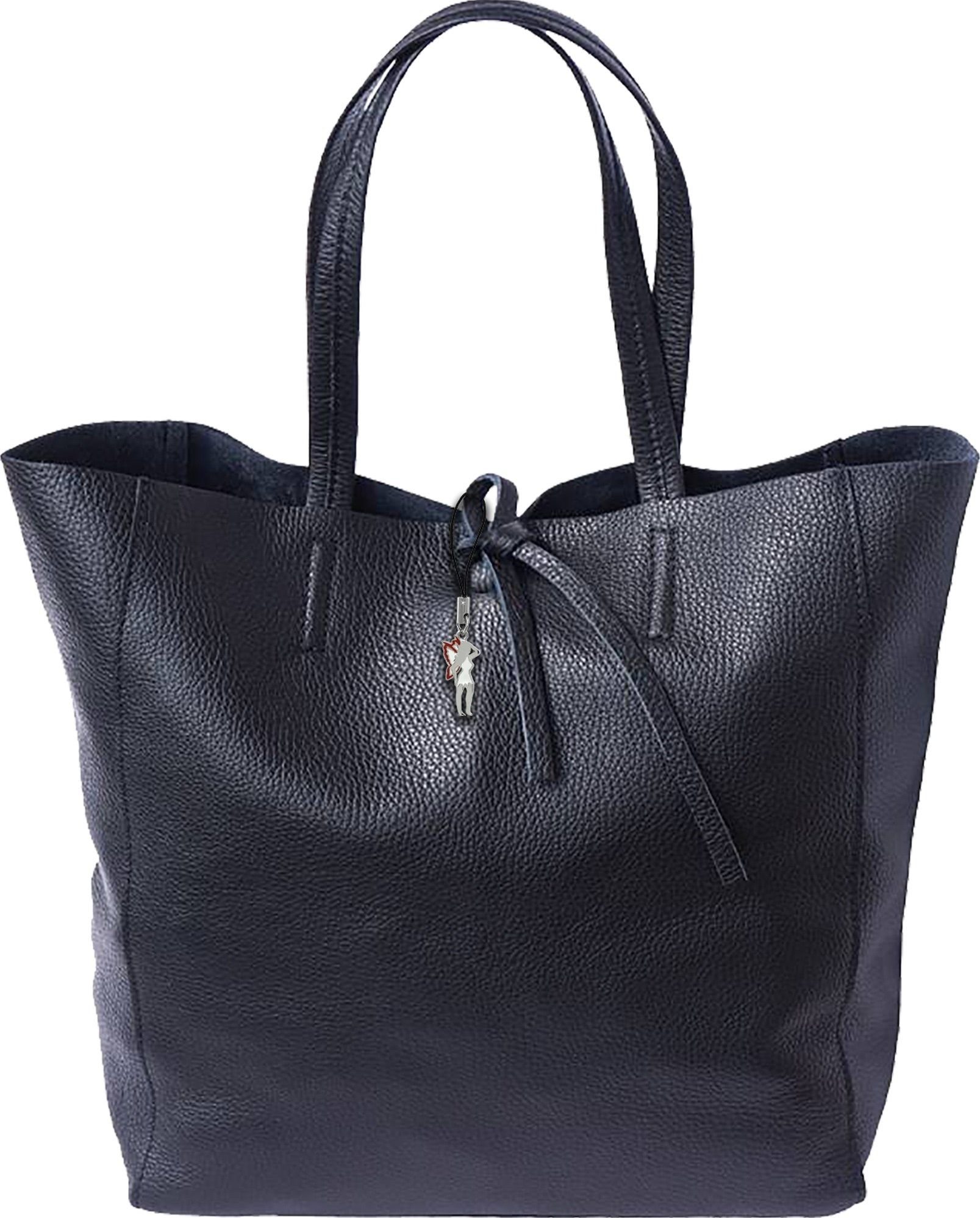 Schultertasche Florence ital. Echtleder Shopper schwarz