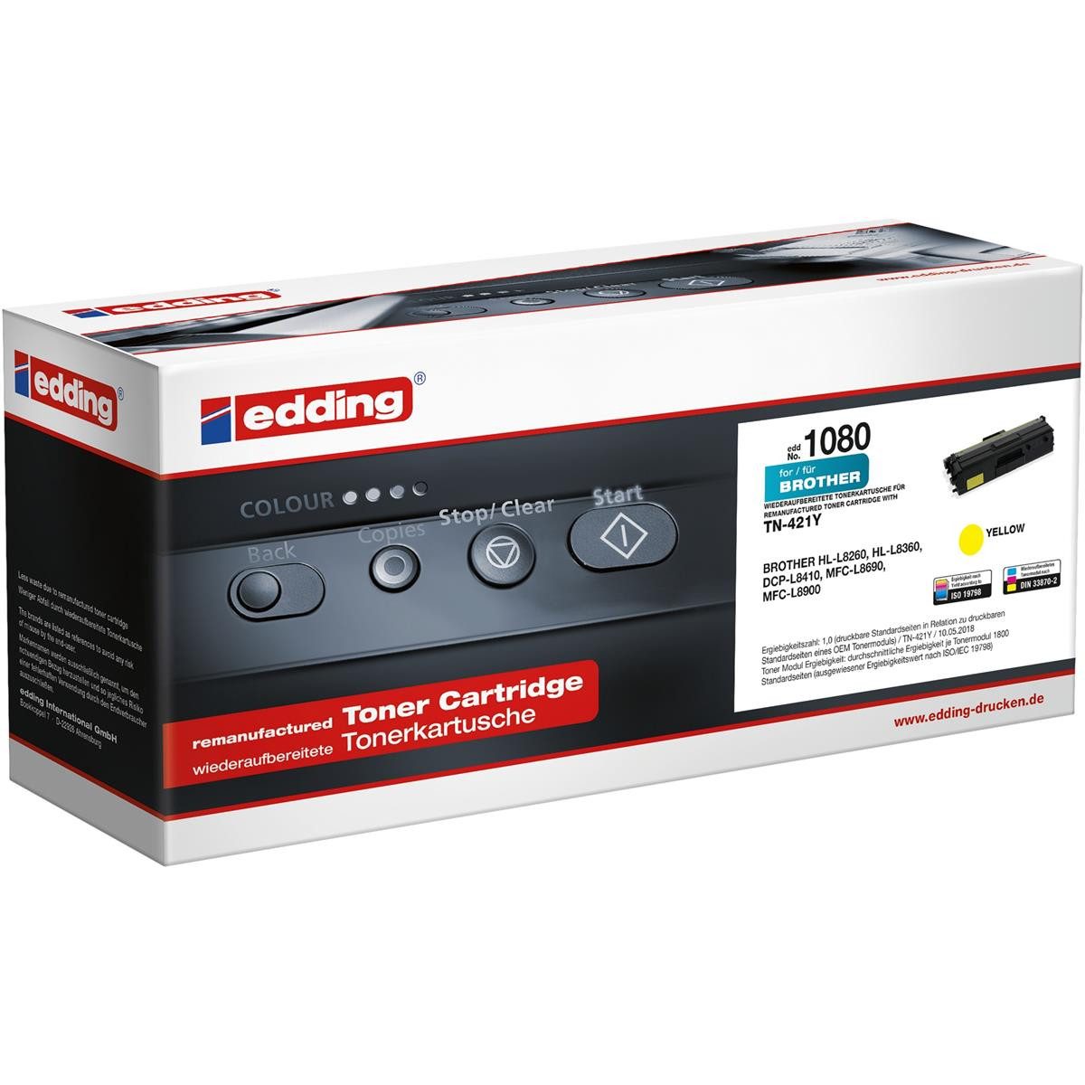 edding Tonerkartusche edding EDD-1080 gelb Toner kompatibel zu brother TN-421Y