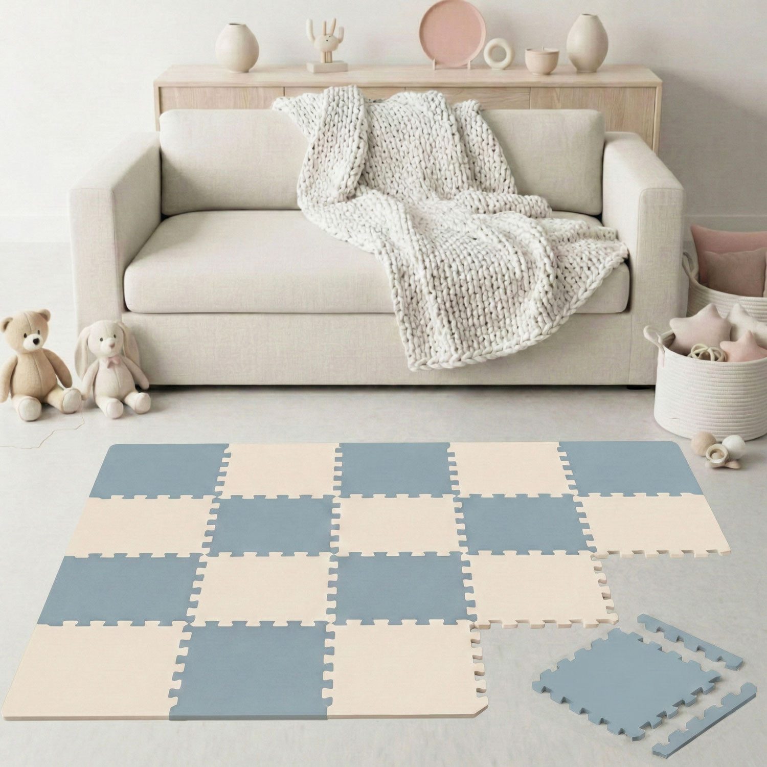 LittleTom Puzzlematte ab dem 1. Tag - 18 Teile Baby Spielmatte - 30 x 30 Kinder Krabbelmatte, Spielunterlage für Babys und Kleinkinder - Kinderzimmer Puzzleteppich