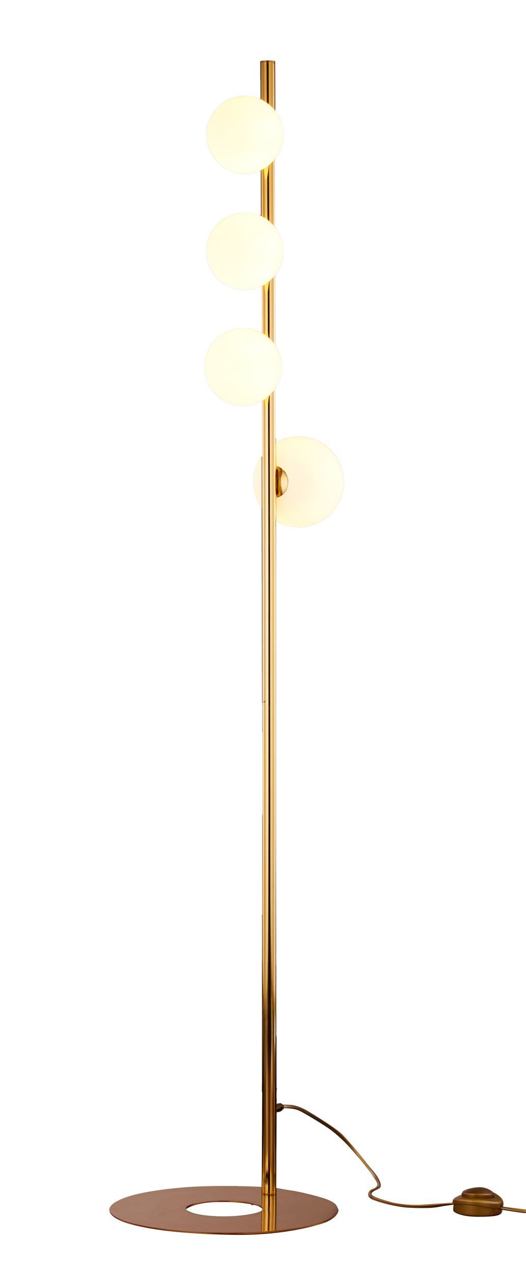 Licht-Erlebnisse Stehlampe BROTENE, ohne Leuchtmittel, Glas Messing massiv G9 151 cm hoch in Gold Weiß 4-flammig Modern