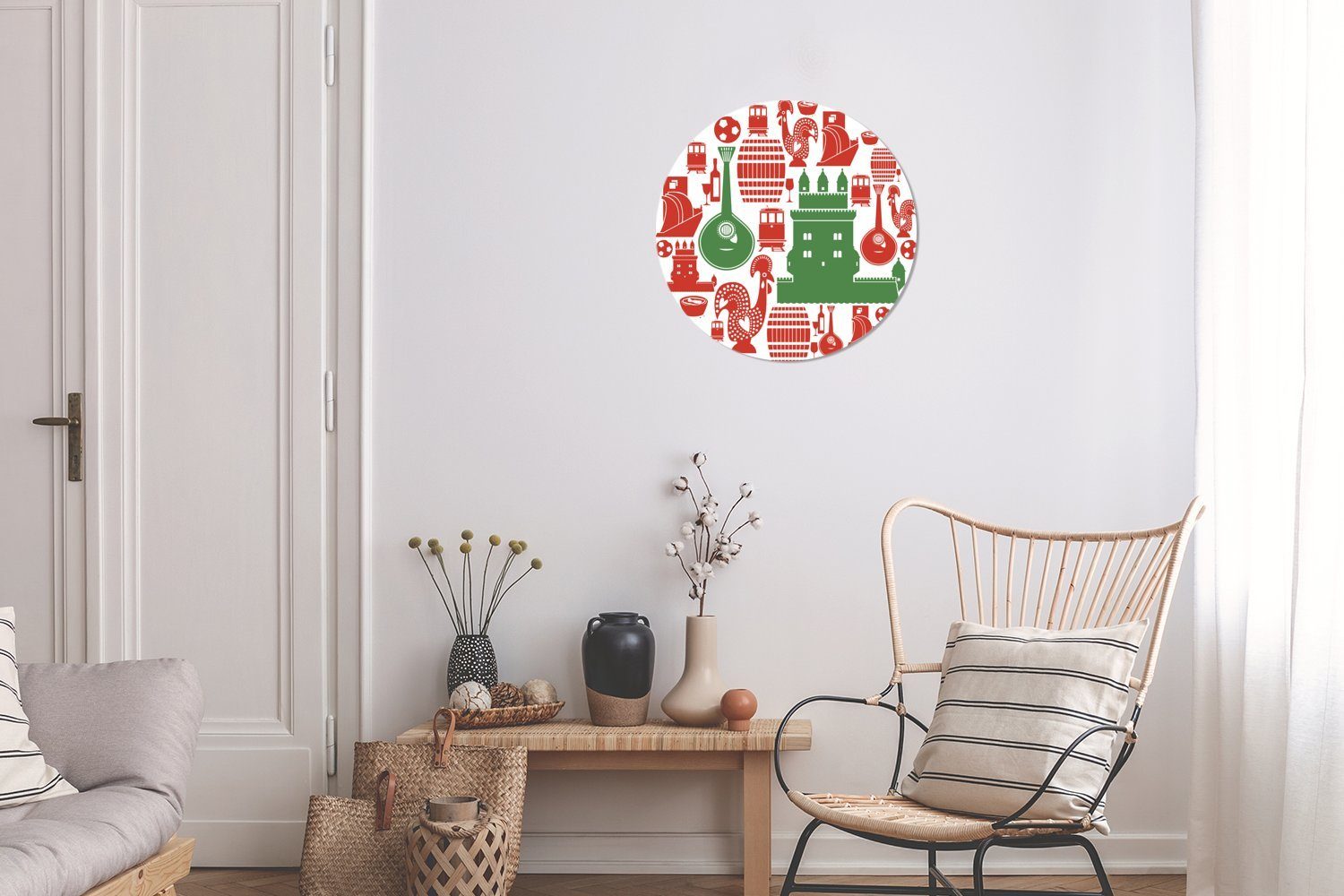 Tapetenkreis St), Portugal Wandsticker Kinderzimmer, Rund, MuchoWow Illustration (1 aus von in Kreis für einem Tapetenaufkleber, Symbolen Wohnzimmer