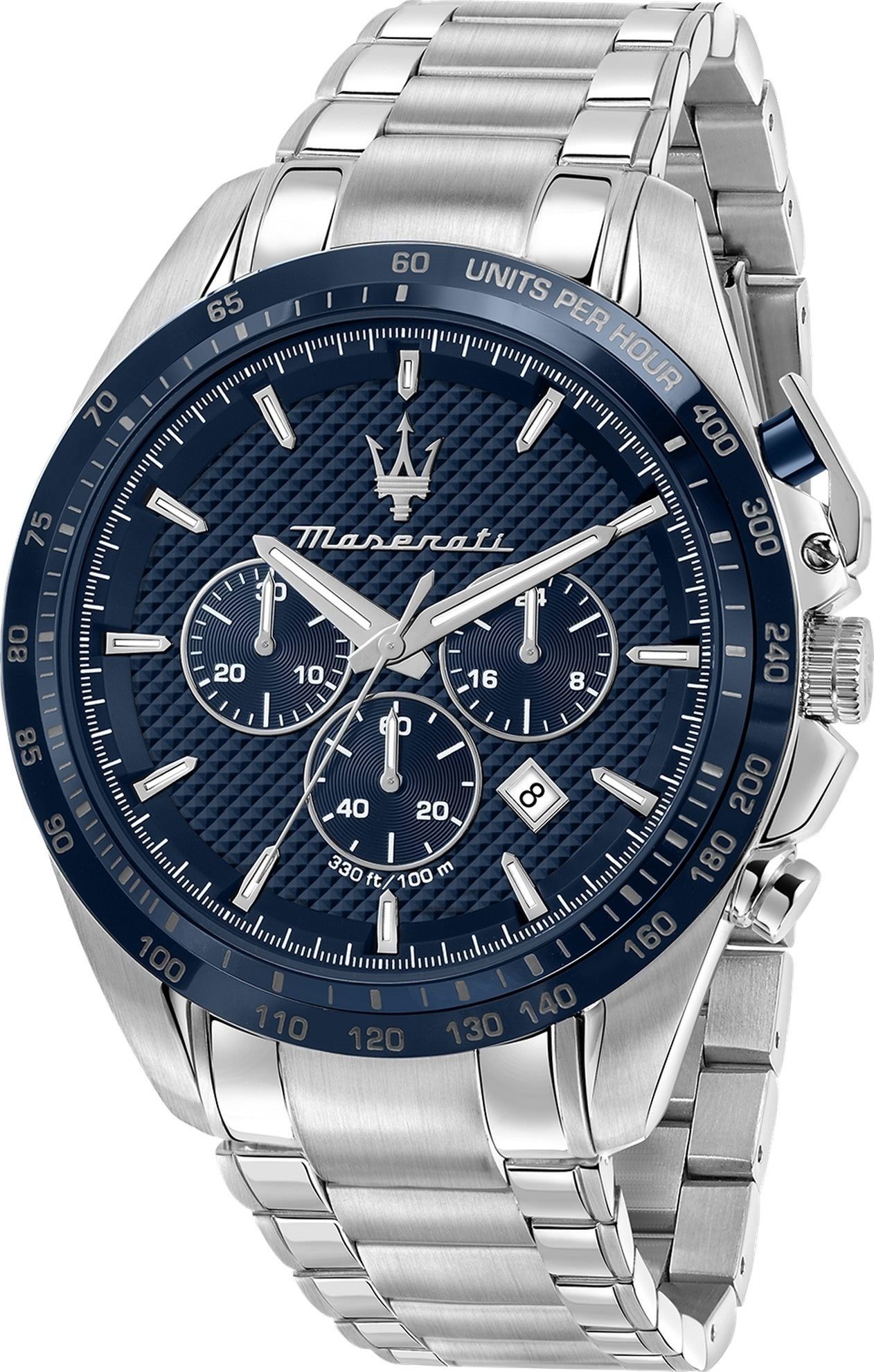 MASERATI Chronograph Maserati Herren Chronograph, (Chronograph), Herrenuhr rund, groß (ca. 45mm) Edelstahlarmband, Made-In Italy