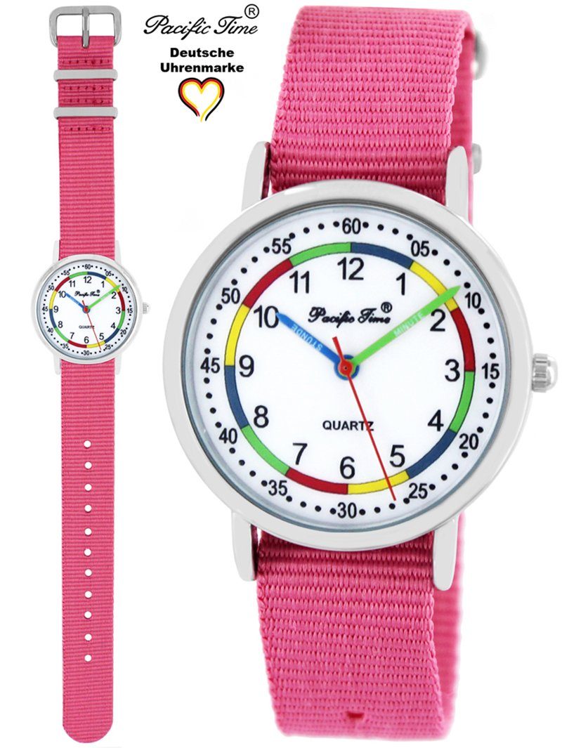 Pacific Time Quarzuhr Kinder Armbanduhr First Lernuhr Wechselarmband, Mix und Match Design - Gratis Versand rosa