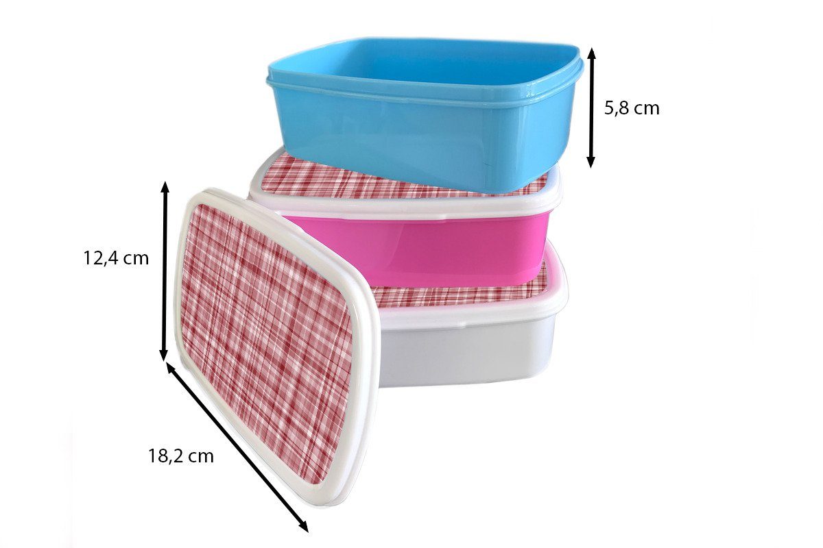 Kunststoff Erwachsene, Rot Brotbox (2-tlg), - Kunststoff, für Snackbox, Kinder, Muster - Mädchen, Wellen, Lunchbox Brotdose rosa MuchoWow