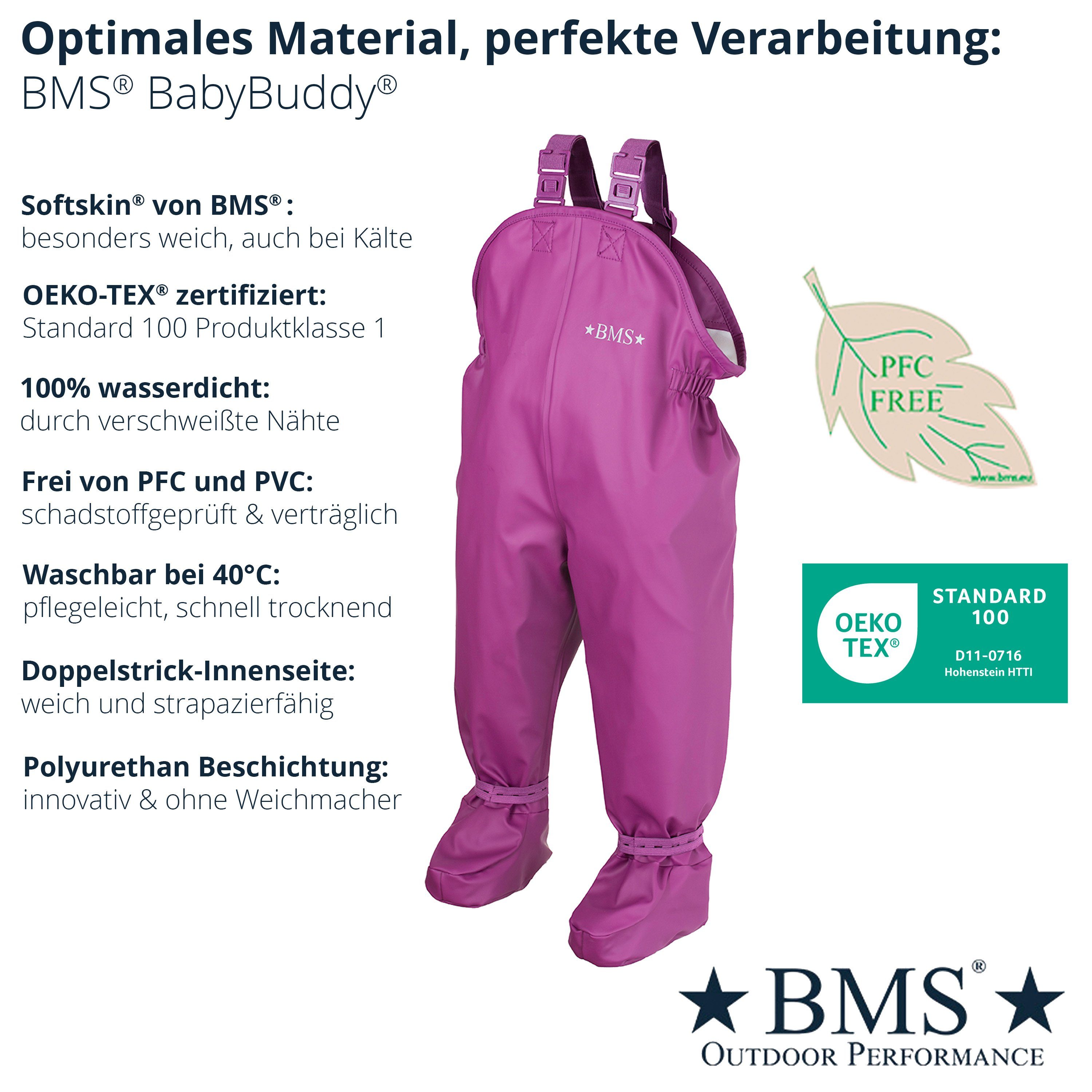 BMS Regen- und Matschlatzhose BMS BabyBuddy - wasserdichte Krabbelhose mit integrierten Füsslingen integrierte Füssling