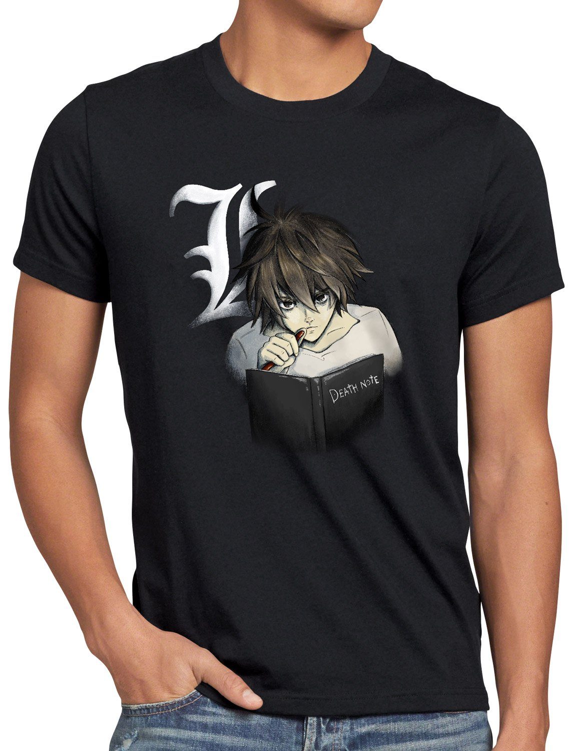 style3 Print-Shirt Herren T-Shirt Who is next? Death Notizbuch Anime Manga Death Note