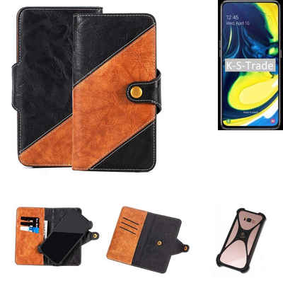 K-S-Trade Handyhülle für Samsung Galaxy A80, Handyhülle Schutzhülle Bookstyle Case Wallet-Case Handy Cover