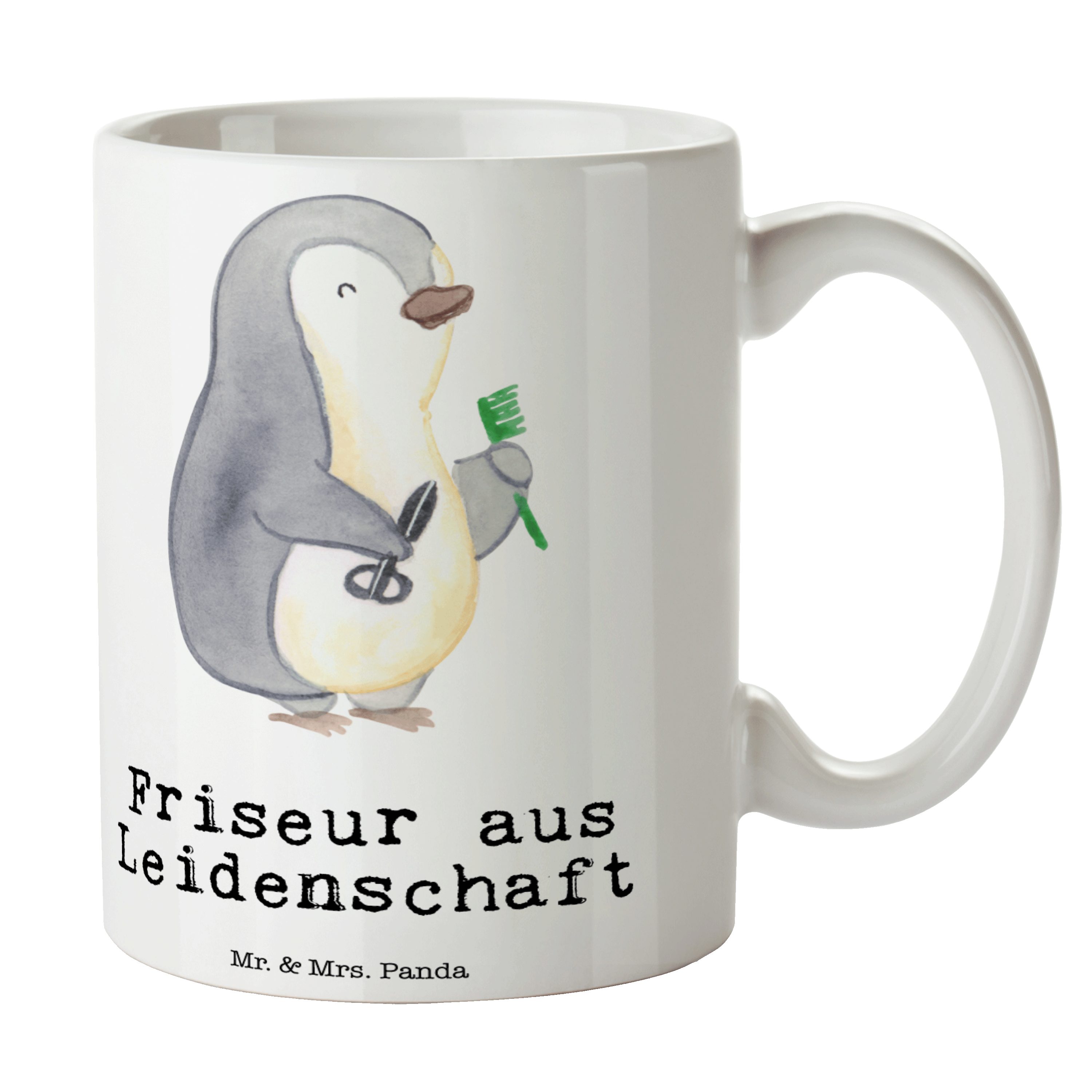 Leidenschaft - Friseur & Becher, Weiß Panda Mr. Keramik Geschenk, - Mrs. aus Abschied, Tasse Frisör,