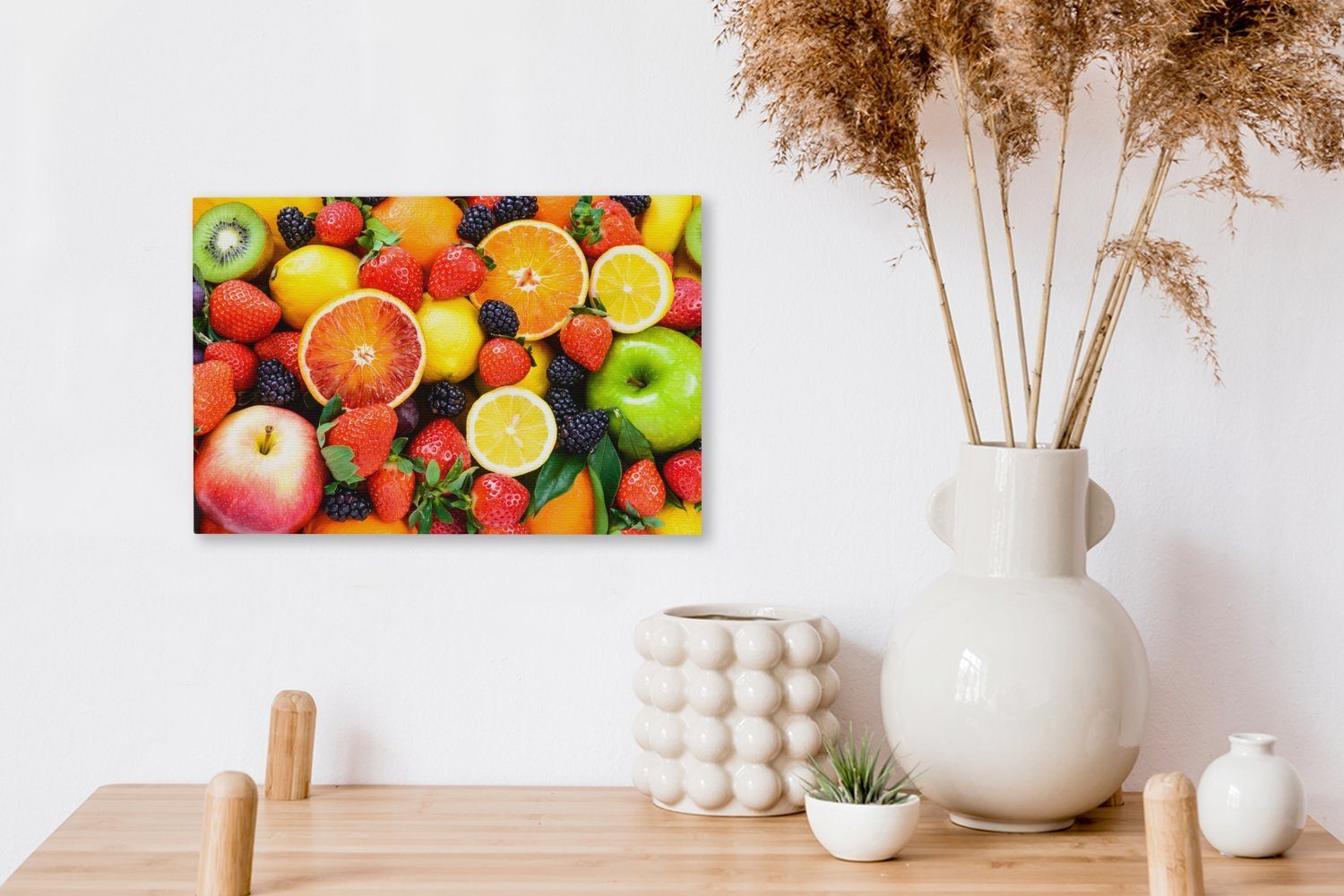 Leinwandbild Erdbeere Leinwandbilder, Zitrone Wandbild 30x20 - OneMillionCanvasses® St), Obst, (1 Aufhängefertig, - cm Wanddeko,