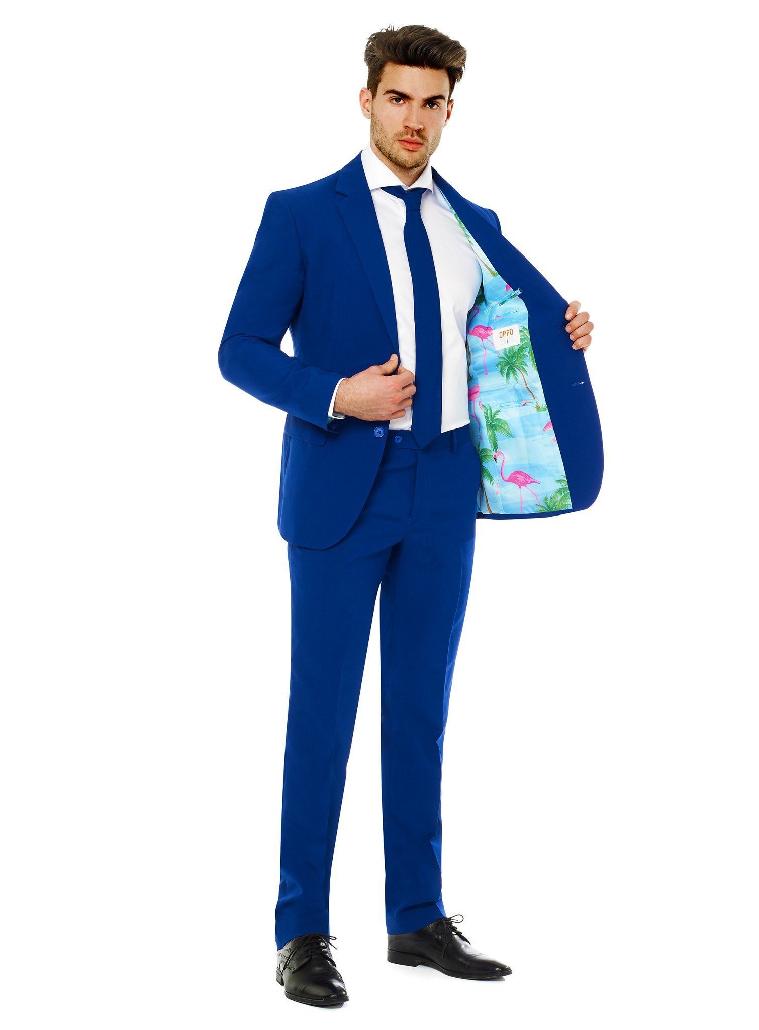 Opposuits Anzug Navy Royale Limited Edition - Karneval Halloween Außen blau, innen tropical!