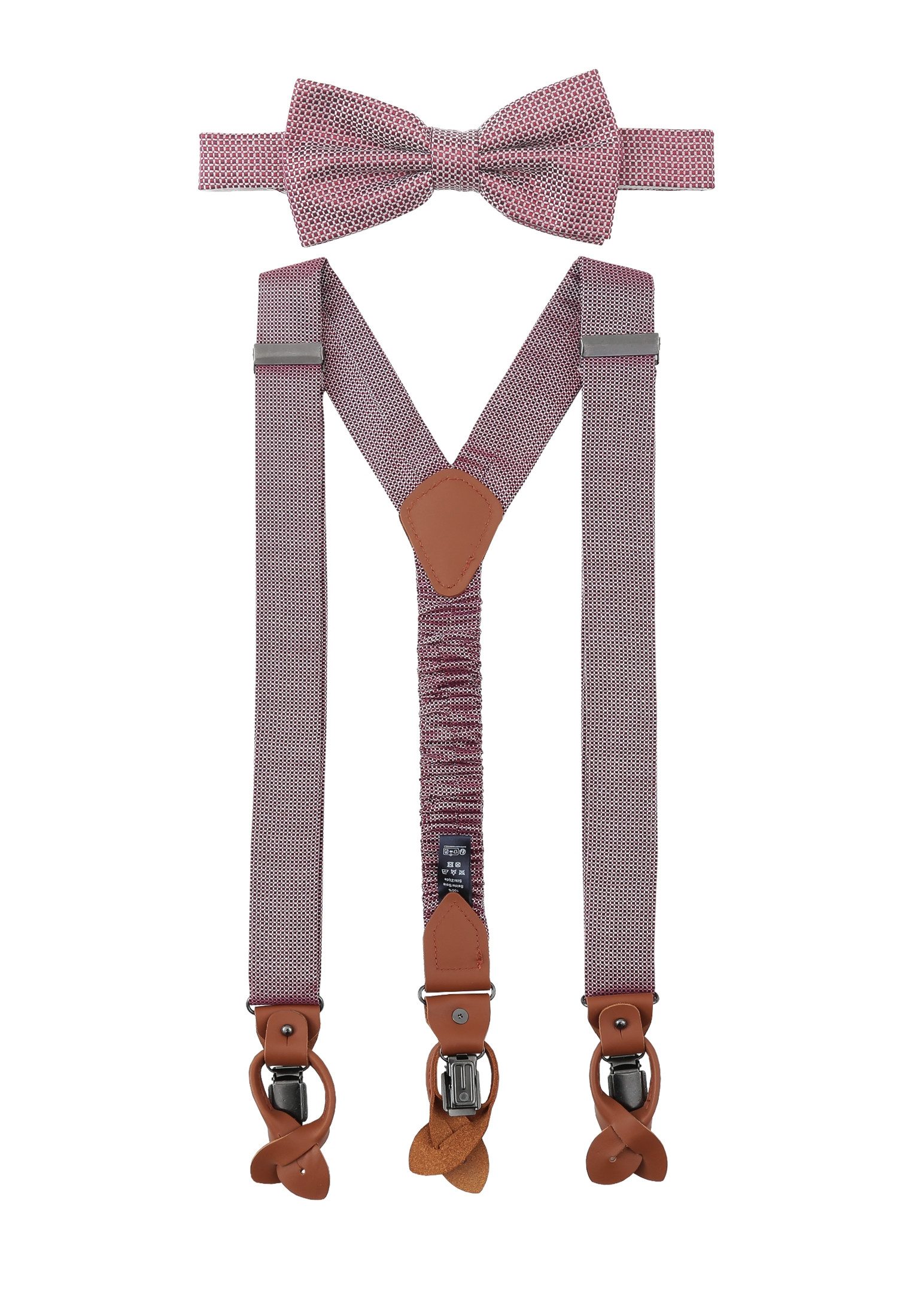 Seidenfalter Fliege SET HOSENTRAEGER+FLIE, BORDO