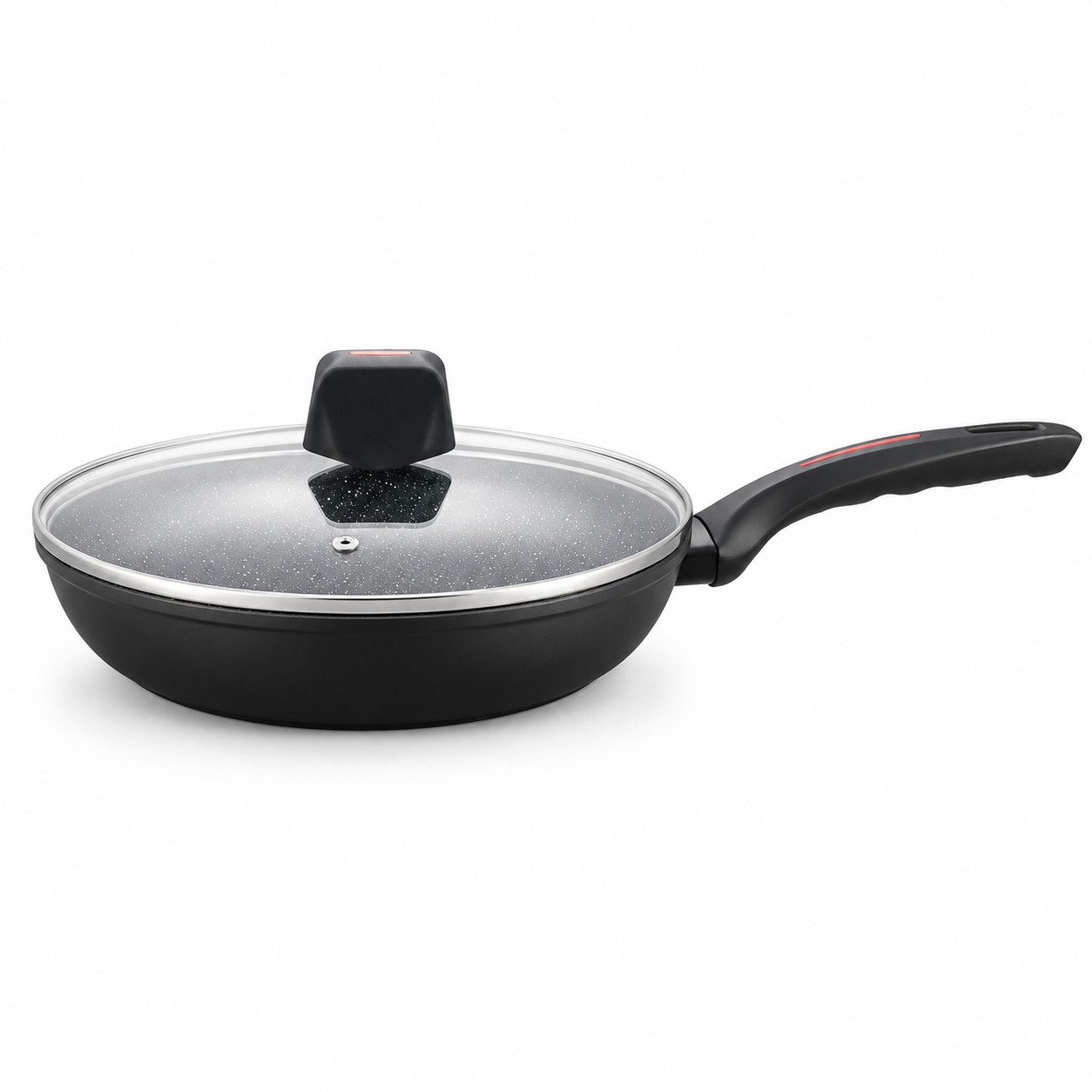 Royalty Line Topf-Set Royalty Line Pfanne RL-FWN30 Wokpfanne 30 cm mit Glasdeckel 4,4 Liter, Aluminiumguss (Set bestehend aus Wokpfanne und Deckel)