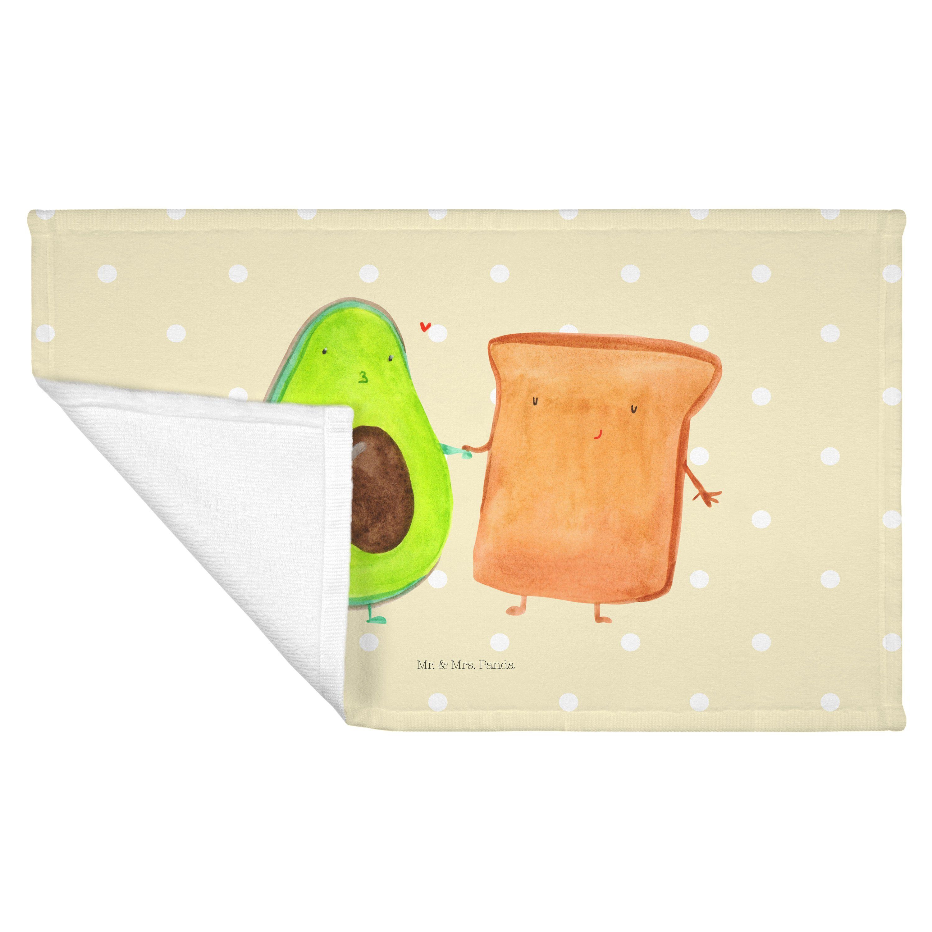 Mr. & Mrs. Panda Handtuch Gelb - Avocado Kinder Reisehand, Geschenk, Toast Pastell - Handtuch, (1-St) 