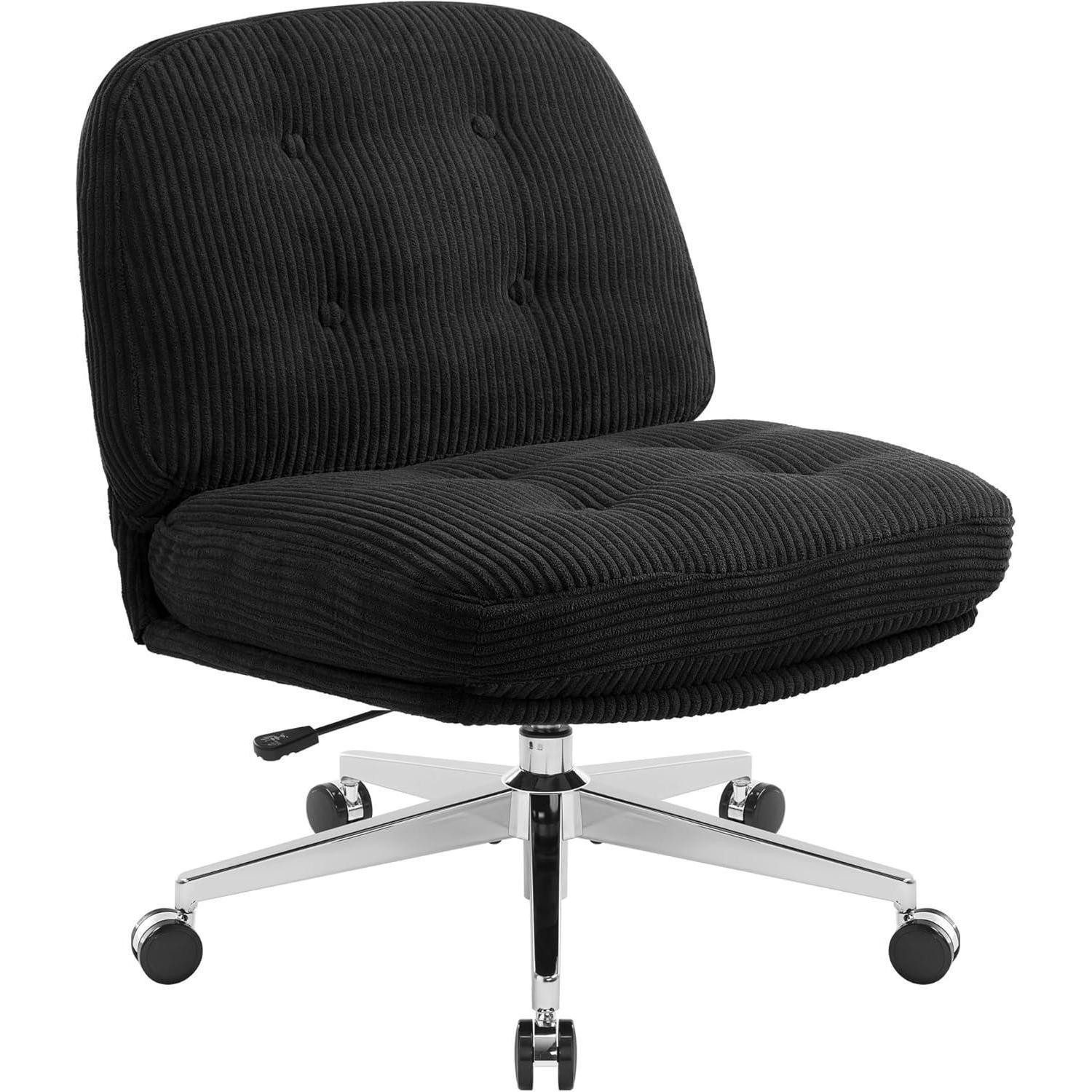 LuxusKollektion Schreibtischstuhl Bürostuhl ohne Armlehne Drehstuhl Sessel Kissen Schwarz mit Rollen