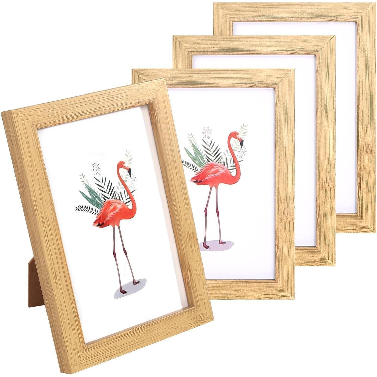 LuxusKollektion Bilderrahmen-Set 4er Set Bilderrahmen 10x15 cm Holzfotorahmen Wanddeko, (4 St)