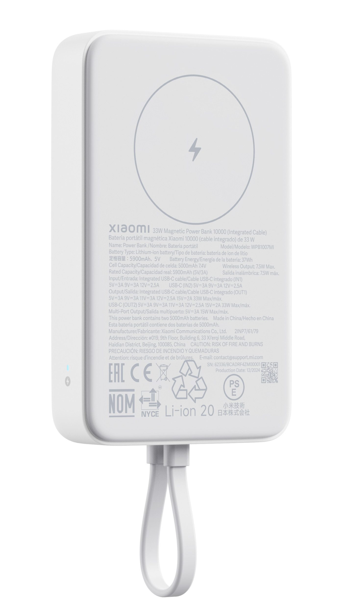 Xiaomi Xiaomi 33W Magnetic Power Bank 10000mAh Integrated Cable Weiß Powerbank