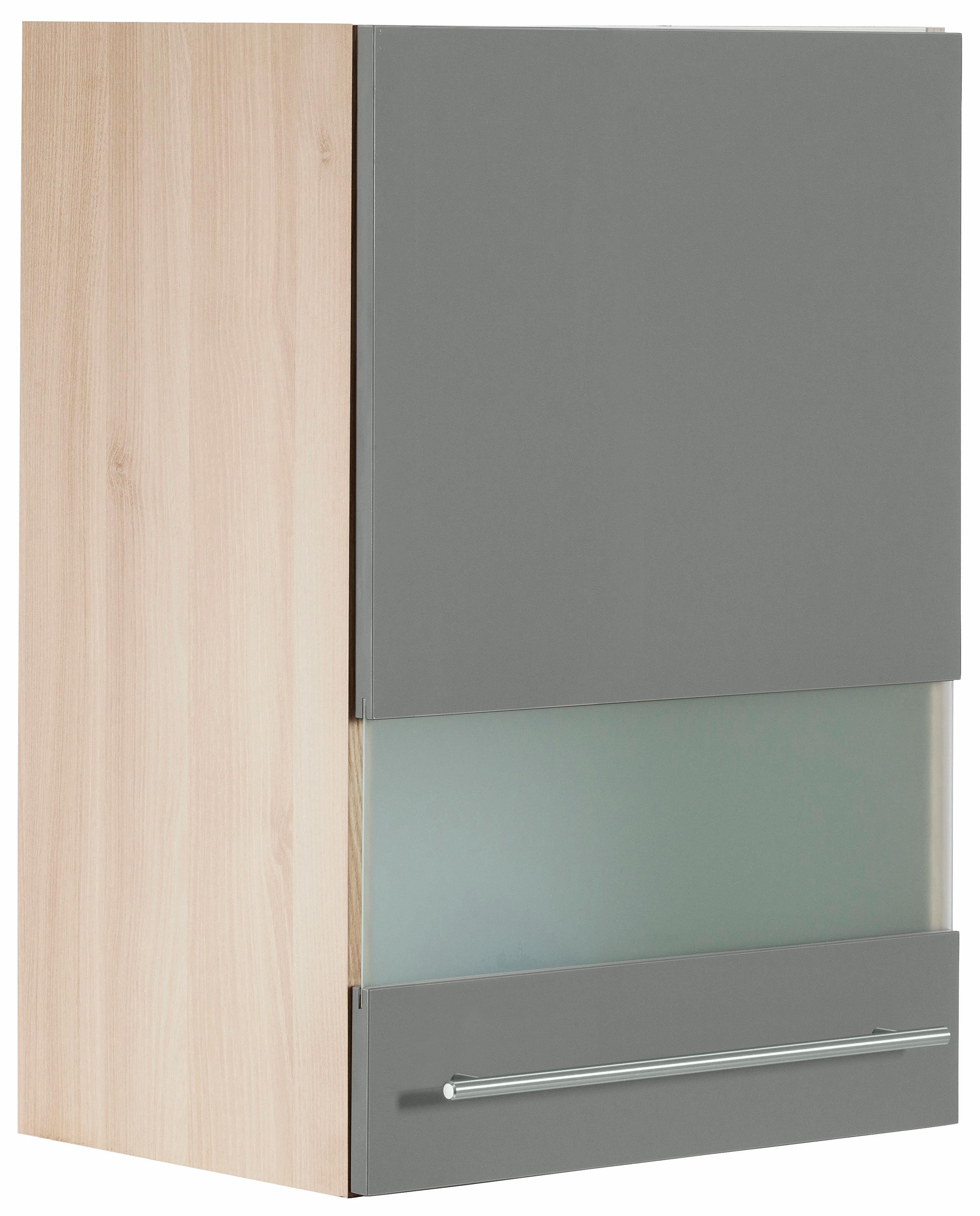 OPTIFIT Glashängeschrank Bern Breite 50 cm, Front mit Milchglas-Einsatz, mit Metallgriff basaltgrau/akaziefarben | akaziefarben